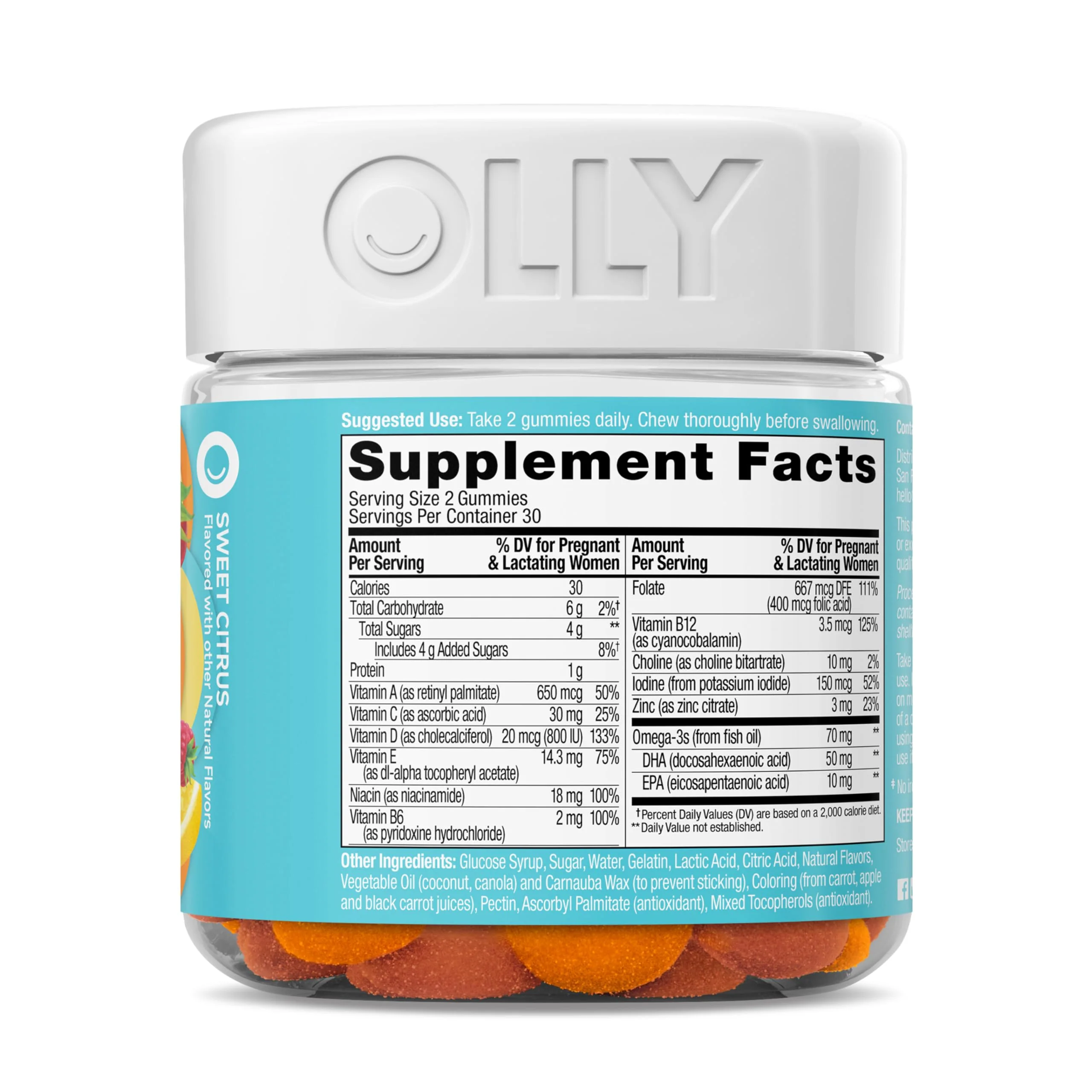 OLLY Prenatal Multivitamin Gummy, Supports Healthy Growth and Brain Development, Folic Acid, Vitamin D, Omega 3 DHA, Chewable Supplement, Citrus Berry Flavor, 30 Day Supply - 60 Count - Image 5