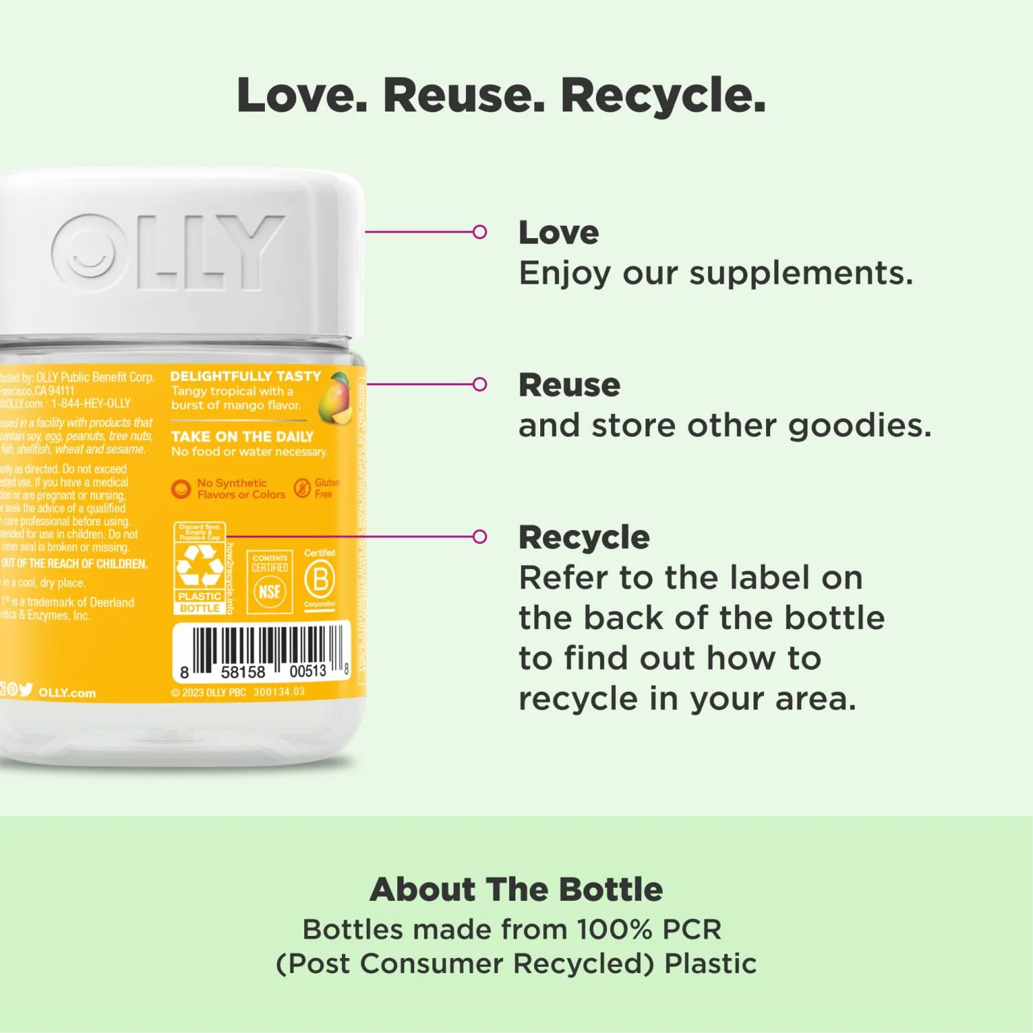 OLLY Probiotic Gummy, 1 Billion CFUs, Immune and Digestive Support, Chewable Probiotic Supplement, Mango, 80 Count - Image 7