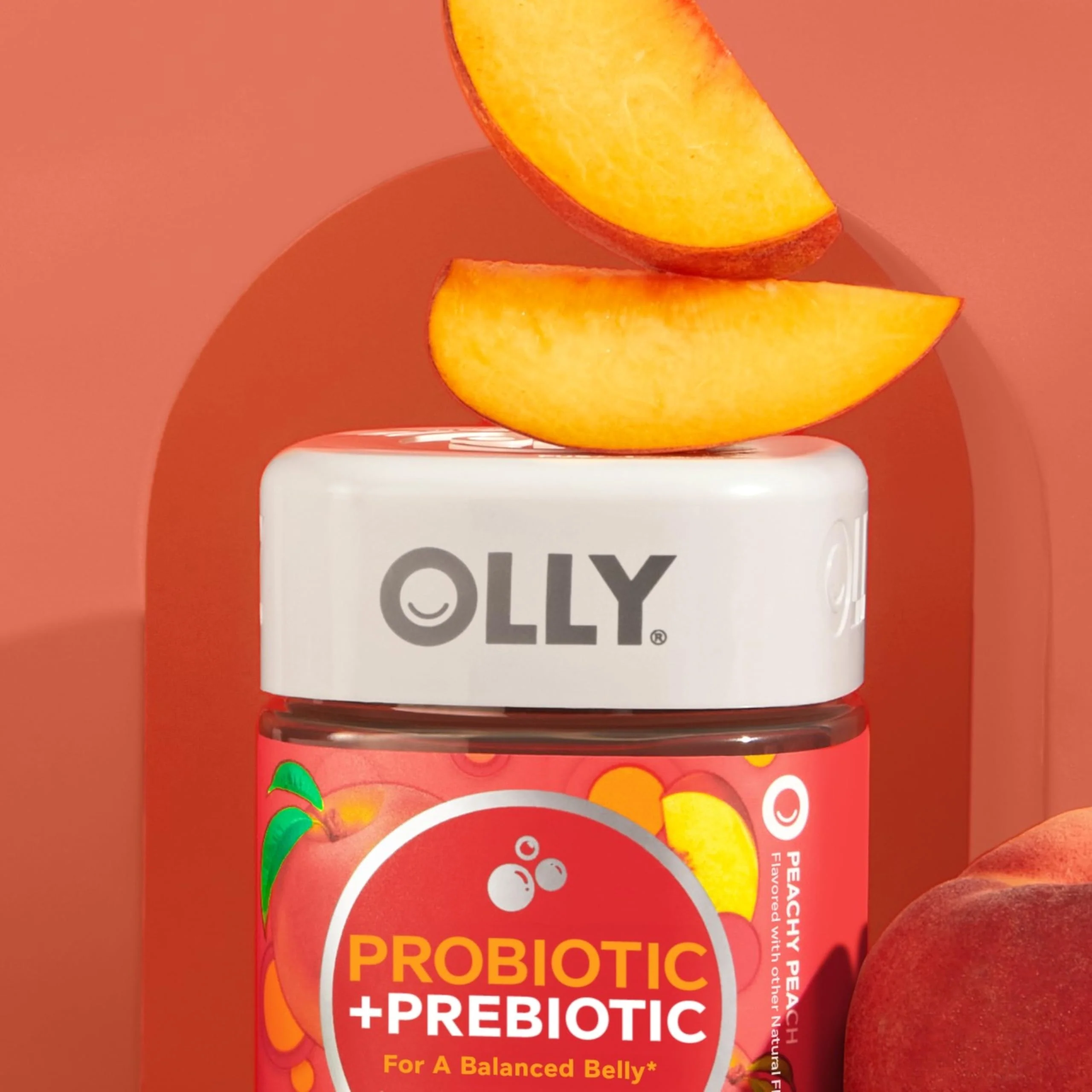 OLLY Probiotic + Prebiotic Gummy, Digestive Support and Gut Health, 500 Million CFUs, Fiber, Adult Chewable Supplement for Men and Women, Peach, 60 Day Supply - 60 Count - Image 7