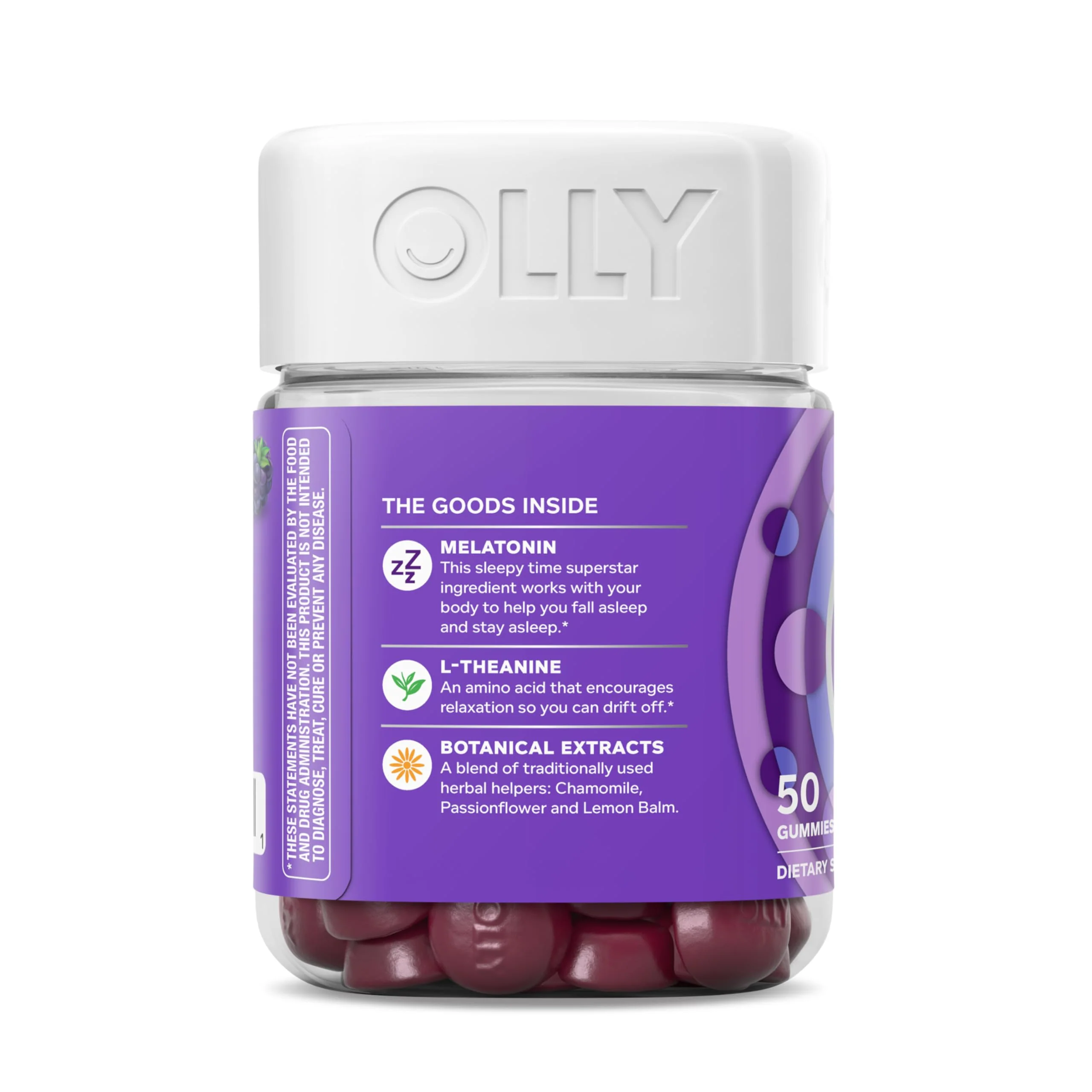 OLLY Restful Sleep Gummy Supplement with Melatonin & L-Theanine Chamomile, Blackberry Zen, 50 Gummies (25 Day Supply) Supports a Healthy Sleep Cycle* (Packaging May Vary) - Image 3