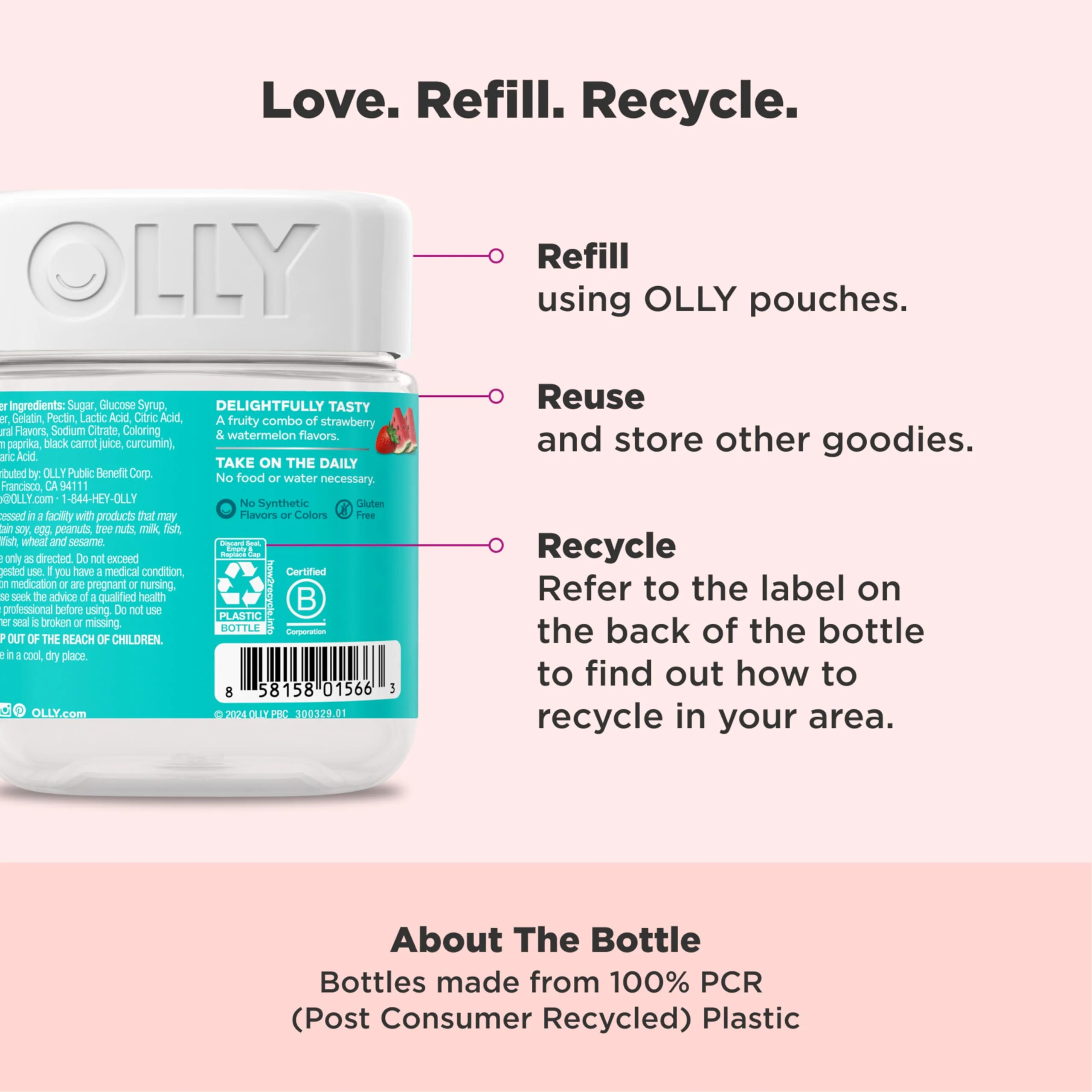 Olly Teen Girl Multi Gummy, Healthy Skin and Immune Support, 15 Essential Vitamins, Biotin, Zinc, Calcium, Chewable Multivitamin, Berry Melon, 35 Day Supply, 70 Count - Image 10