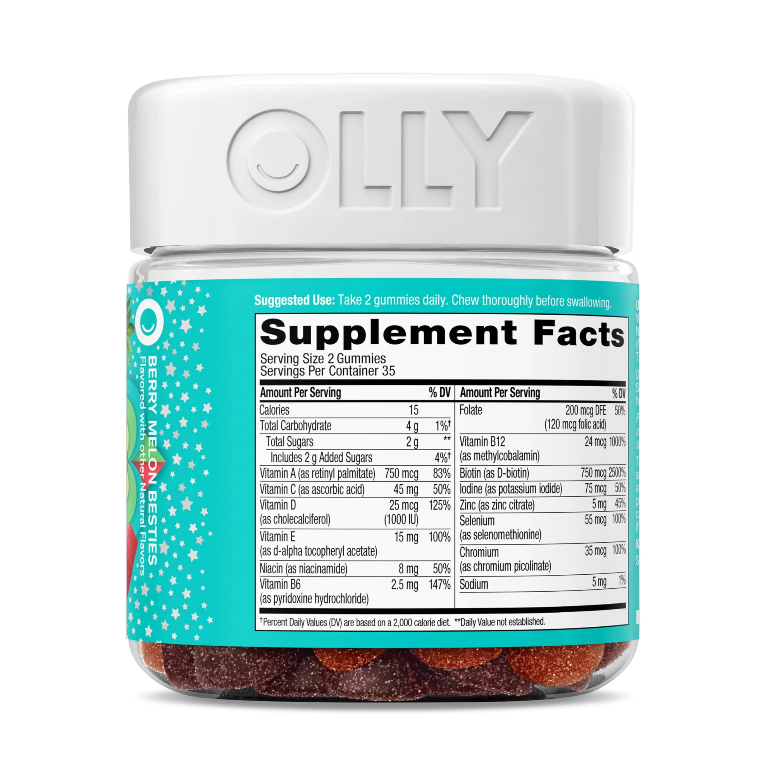 Olly Teen Girl Multi Gummy, Healthy Skin and Immune Support, 15 Essential Vitamins, Biotin, Zinc, Calcium, Chewable Multivitamin, Berry Melon, 35 Day Supply, 70 Count - Image 6