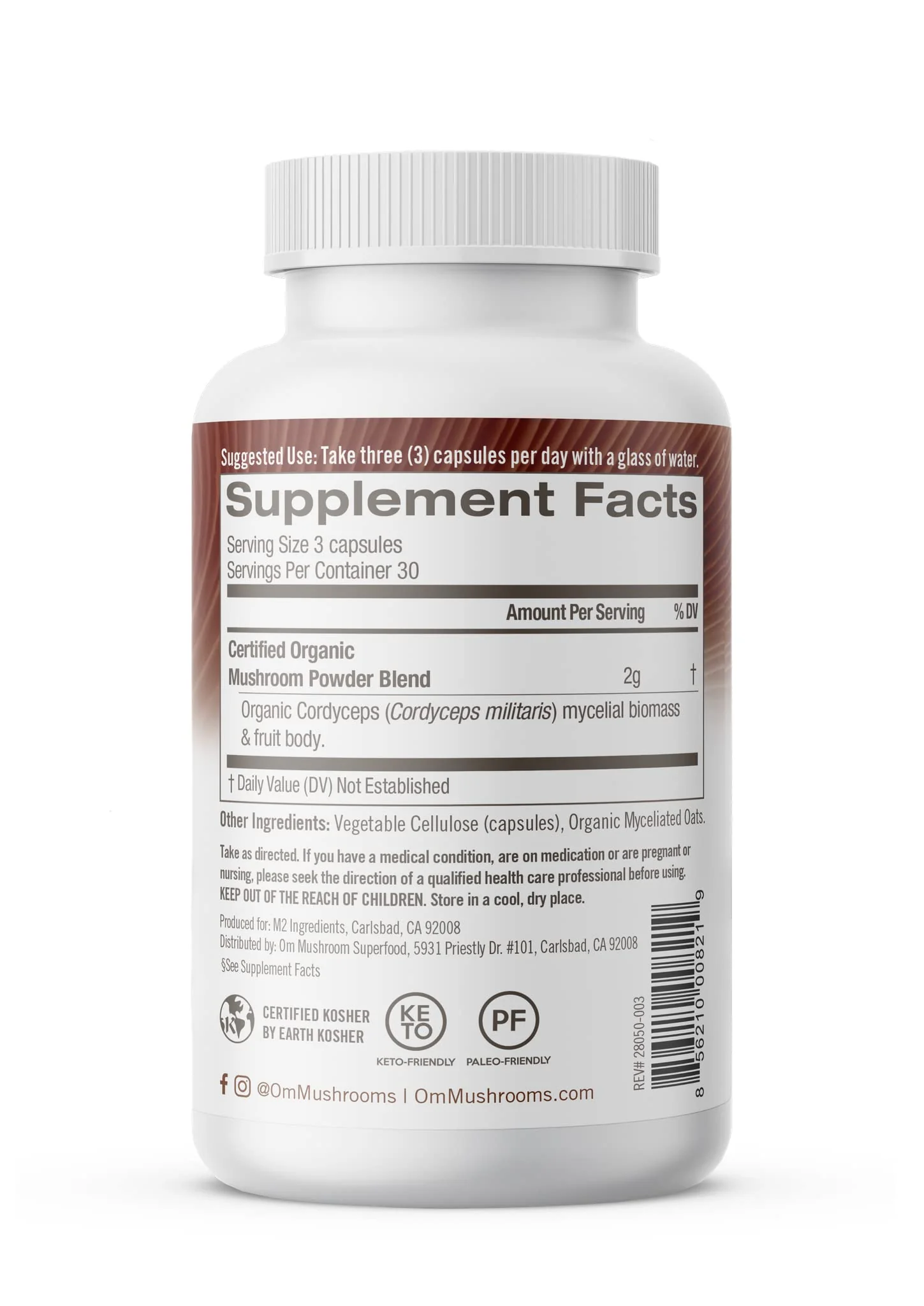OM MUSHROOM SUPERFOOD Cordyceps Mushroom Capsules Superfood Supplement, 90 Count, 30 Days, Organic Energy Supplement for Stamina and Endurance - Image 3