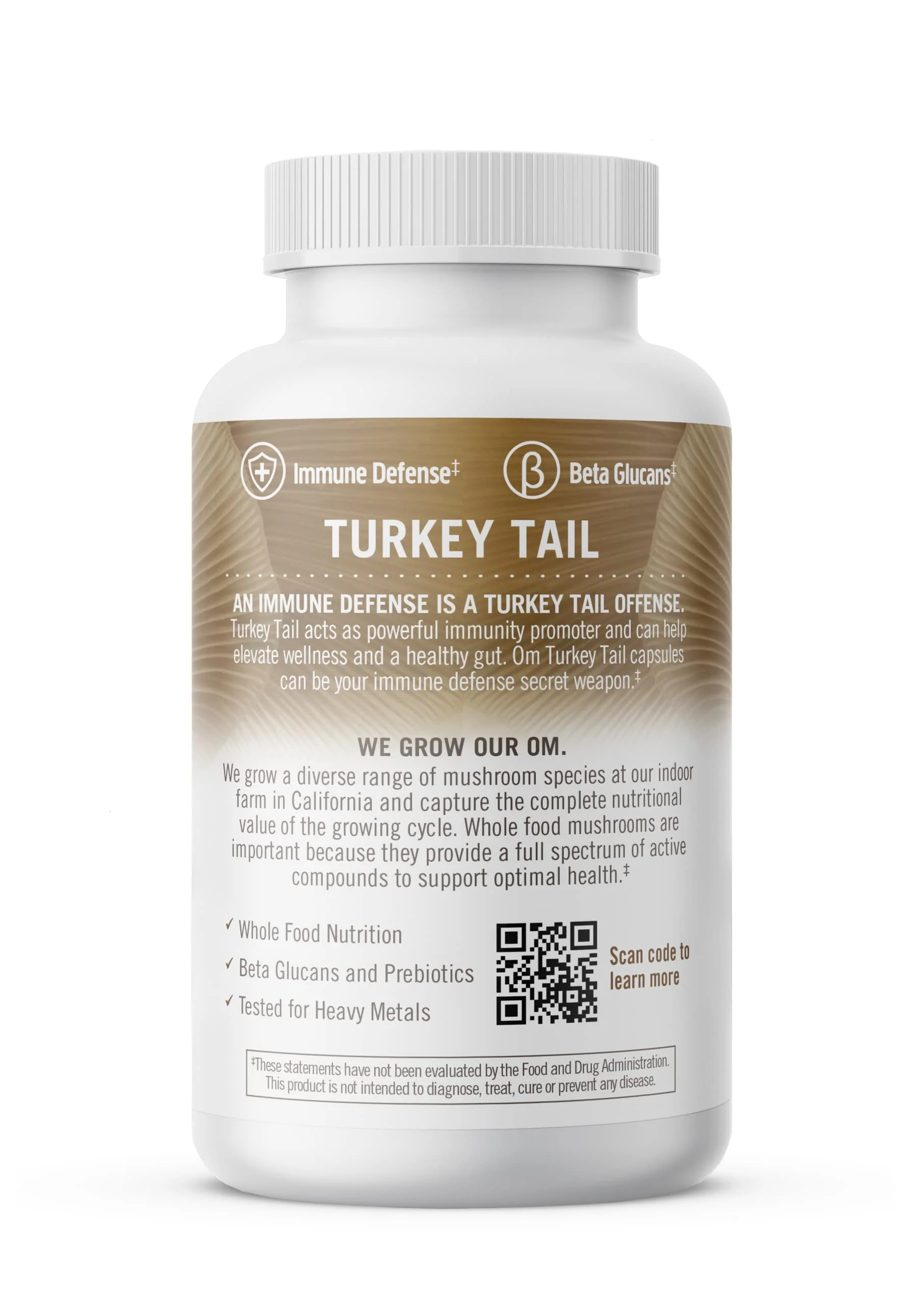 Om Mushroom Superfood Turkey Tail Mushroom Capsules Superfood Supplement, 90 Count, 30 Days, Immune Support, Polysacchrides, Beta-Glucans, Gut Health & Holistic Defense Mushroom Supplement - Image 2