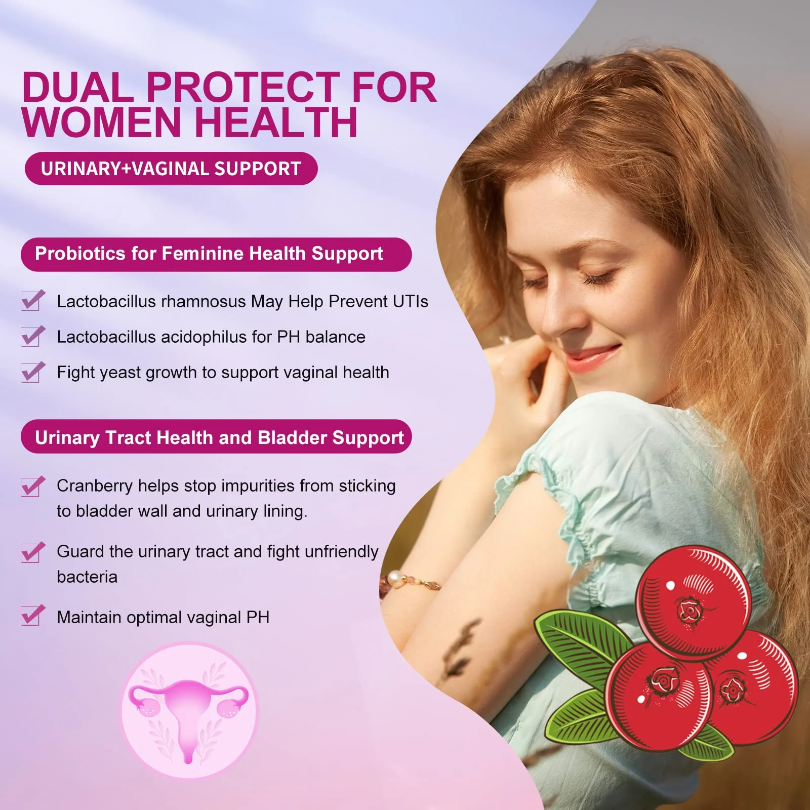 OMOGS Women's Probiotic, with Cranberry Extract, Organic Prebiotics & Vitamin C, 90 Billion CFUs,18 Strains, Help for Boost Immune, Digestive, Gut Health & Women's Health, Gluten & Soy Free,90 Tablets - Image 3