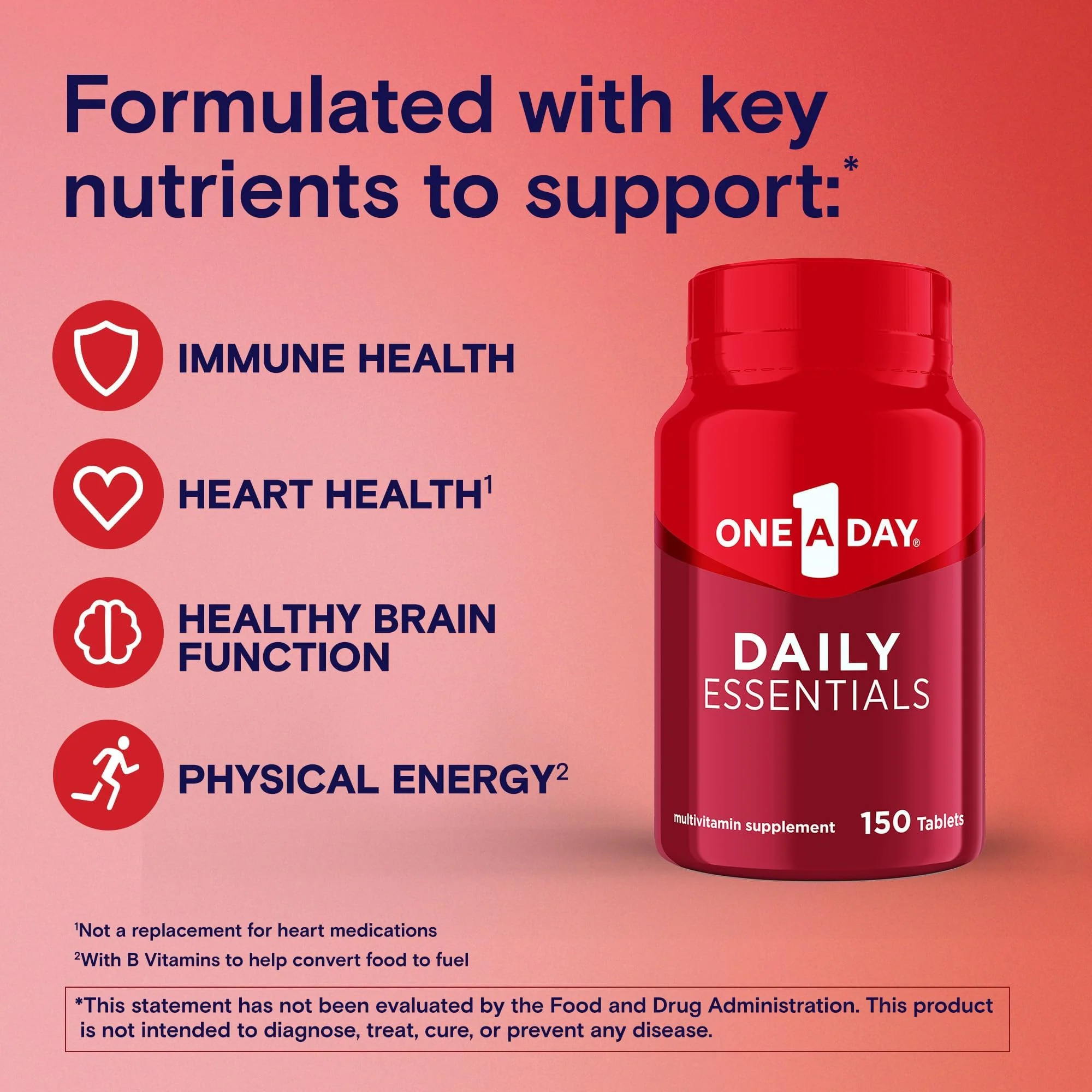 One A Day Daily Essentials, Multivitamin for Women & Men, Supports Healthy Brain and Muscle Function and Immune Health, Adult Multivitamin with Vitamin D, E and Vitamin B12, 150 Count - Image 8