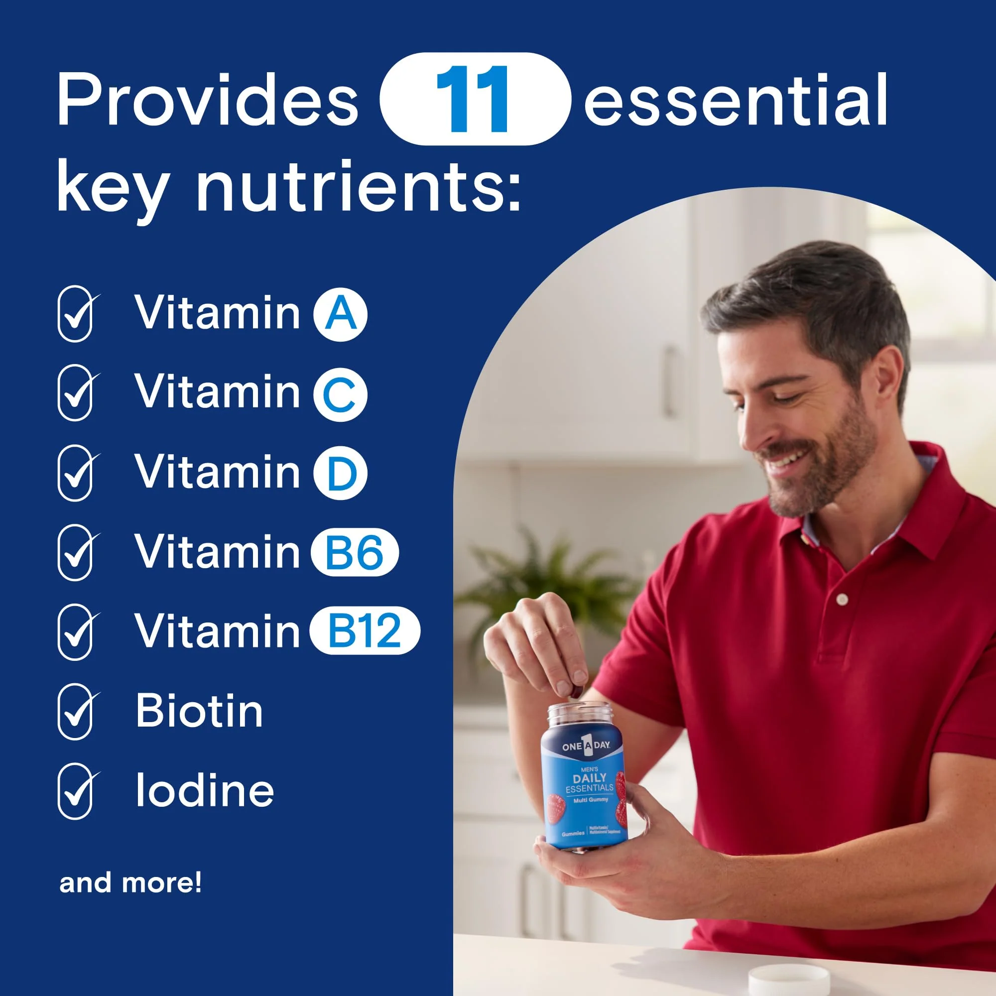 One A Day Men’s Daily Essentials Multivitamin Gummies, Multivitamin for Men, Bone Health, Zinc, Raspberry Natural Flavor, 120 Gummies - Image 9