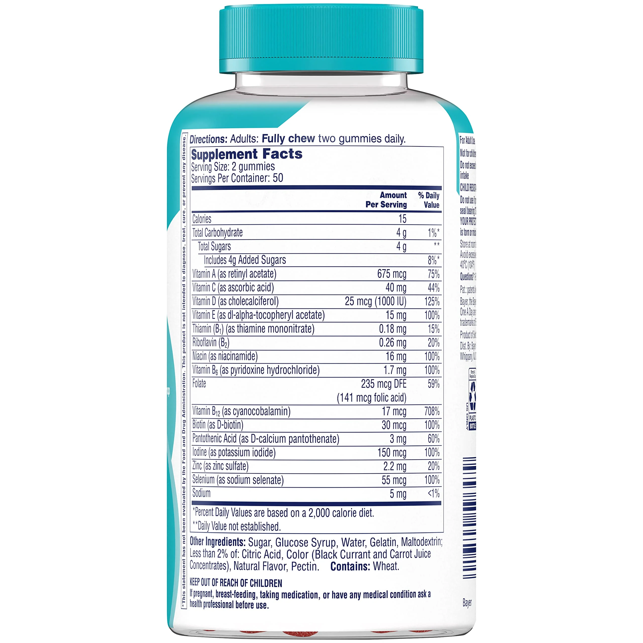 ONE A DAY Multi+ Brain Support Gummies, Multivitamin Gummies for Men & Women with Boost of Brain Support with Super 8 B Vitamin Complex, 100 Count - Image 2
