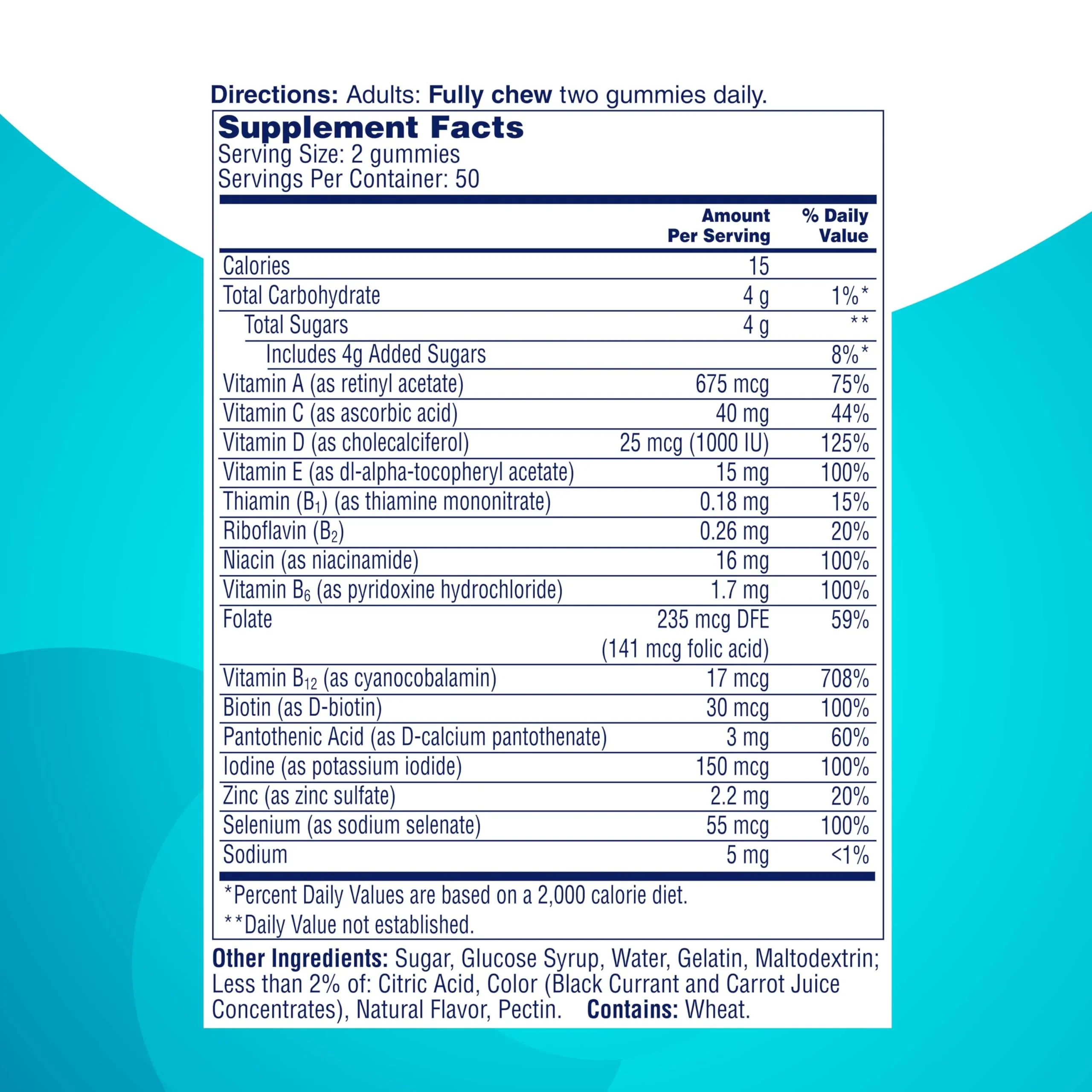 ONE A DAY Multi+ Brain Support Gummies, Multivitamin Gummies for Men & Women with Boost of Brain Support with Super 8 B Vitamin Complex, 100 Count - Image 3