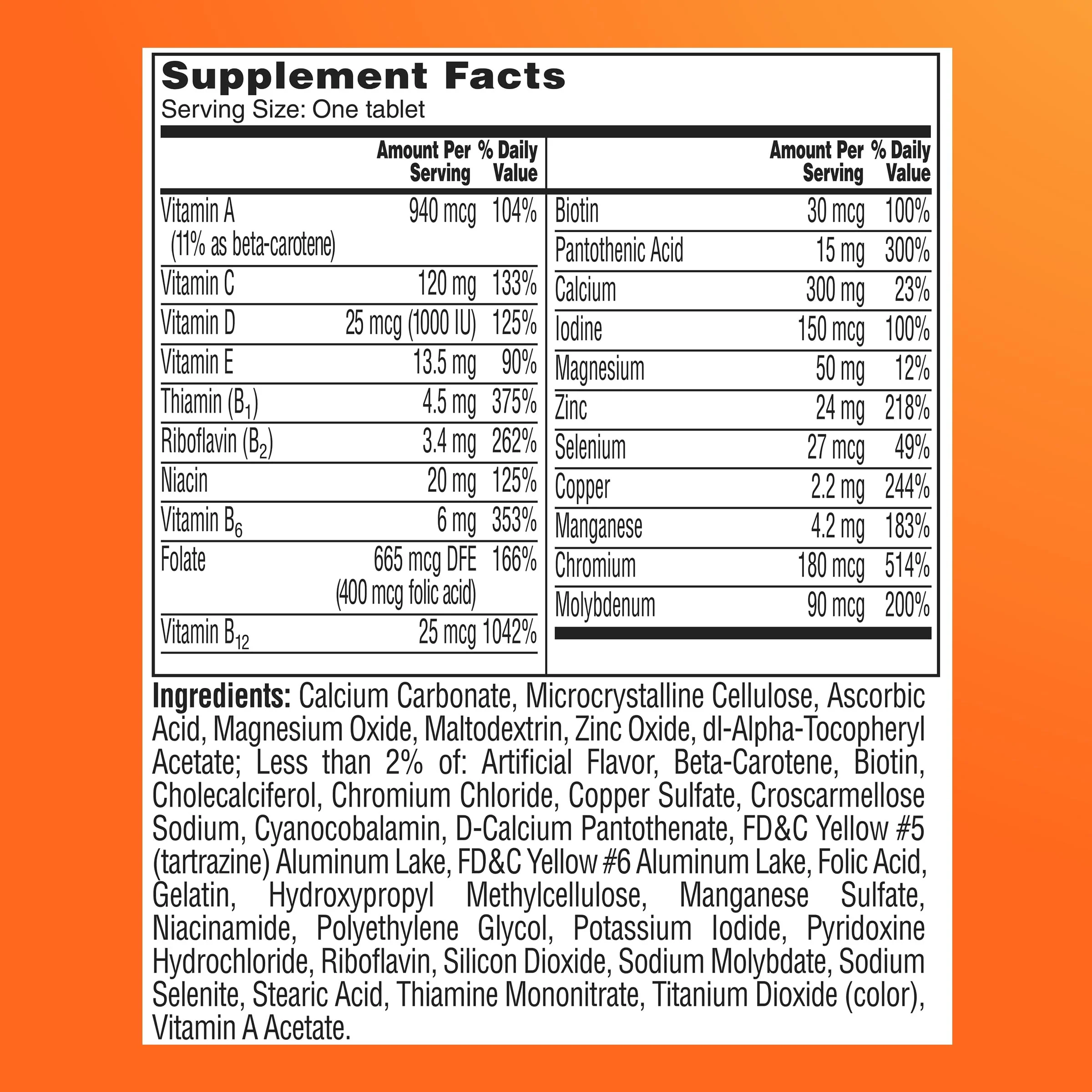 One A Day Multivitamin for Women 50 and Over Tablets, Womens Multivitamin 50 plus with Vitamins D, C, E, Zinc & Biotin, Daily Vitamins for Woman 50+, 100 Ct (Packaging May Vary) - Image 3