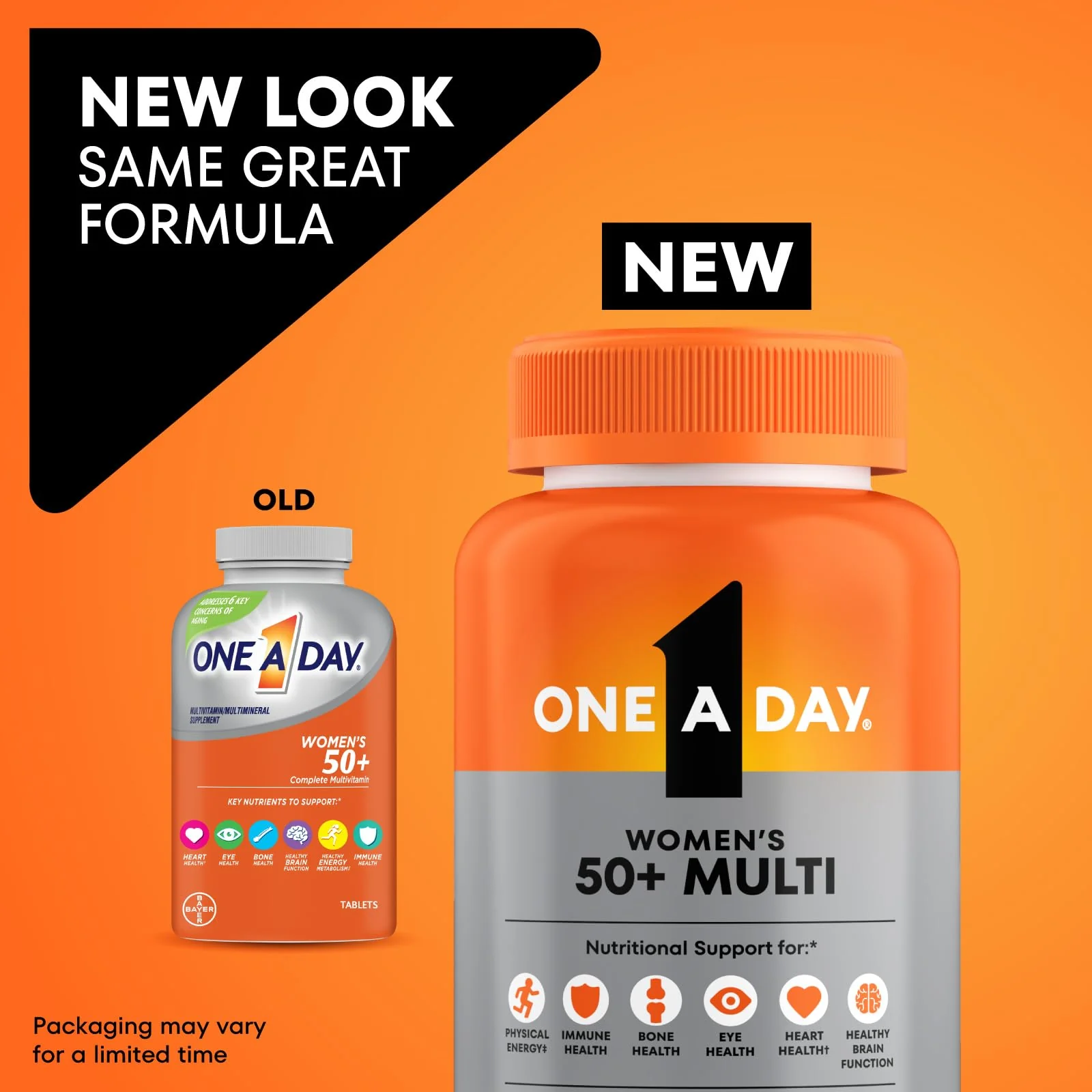 One A Day Multivitamin for Women 50 and Over Tablets, Womens Multivitamin 50 Plus with Vitamins D, C, E, Zinc & Biotin, Daily Vitamins for Woman 50+, 200 Ct (Packaging May Vary) - Image 10