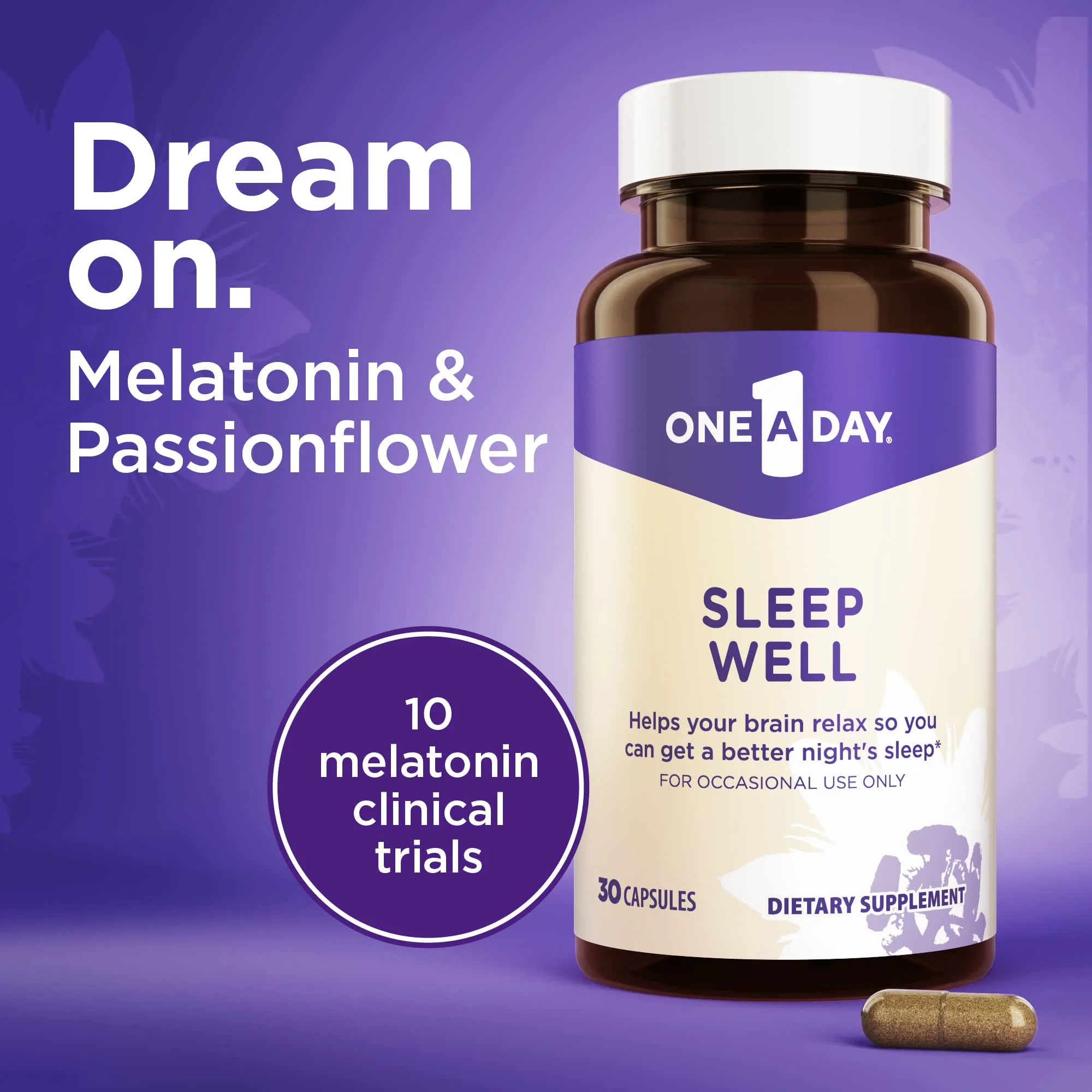 One A Day Sleep Supplement - Sleep Supplements for Adults, Sleep Support with Passionflower and Melatonin, Sleep Support with Sleep Well, 30 Capsules - Image 8