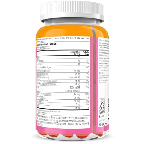 One A Day Teen Girl’s Daily Essentials Multivitamin Gummies, Teen Girl Multivitamins with Biotin, Vitamin B12 and B6, Vitamin C, Raspberry Natural Flavor, 120 Gummies - Image 2