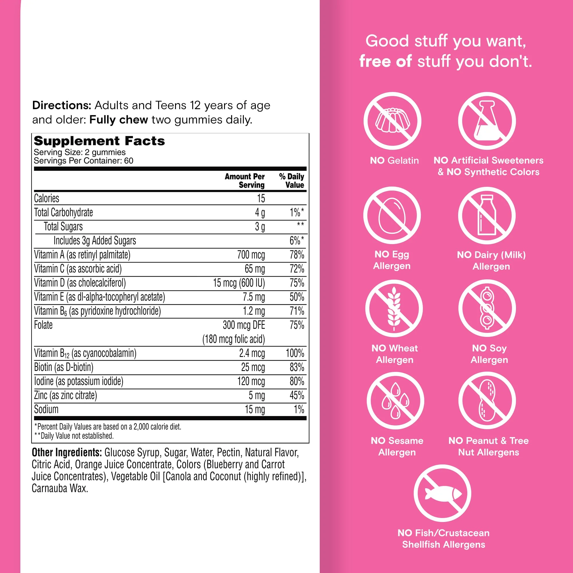One A Day Teen Girl’s Daily Essentials Multivitamin Gummies, Teen Girl Multivitamins with Biotin, Vitamin B12 and B6, Vitamin C, Raspberry Natural Flavor, 120 Gummies - Image 3