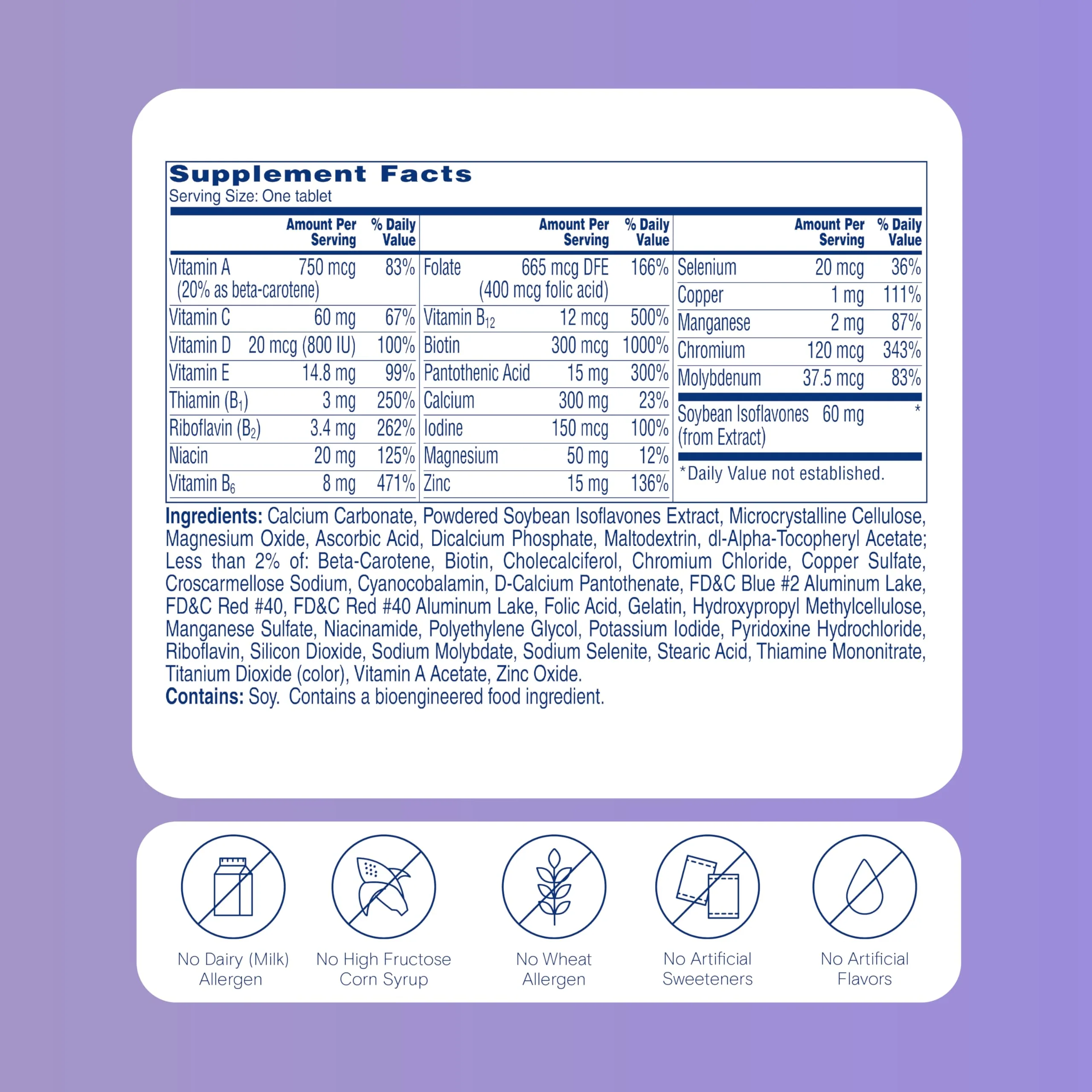 One A Day Women's Menopause Multivitamin with Vitamin A, Vitamin C, Vitamin D, Vitamin E and Zinc for Immune Health Support, Bone health, 50 Count (Packaging May Vary) - Image 3