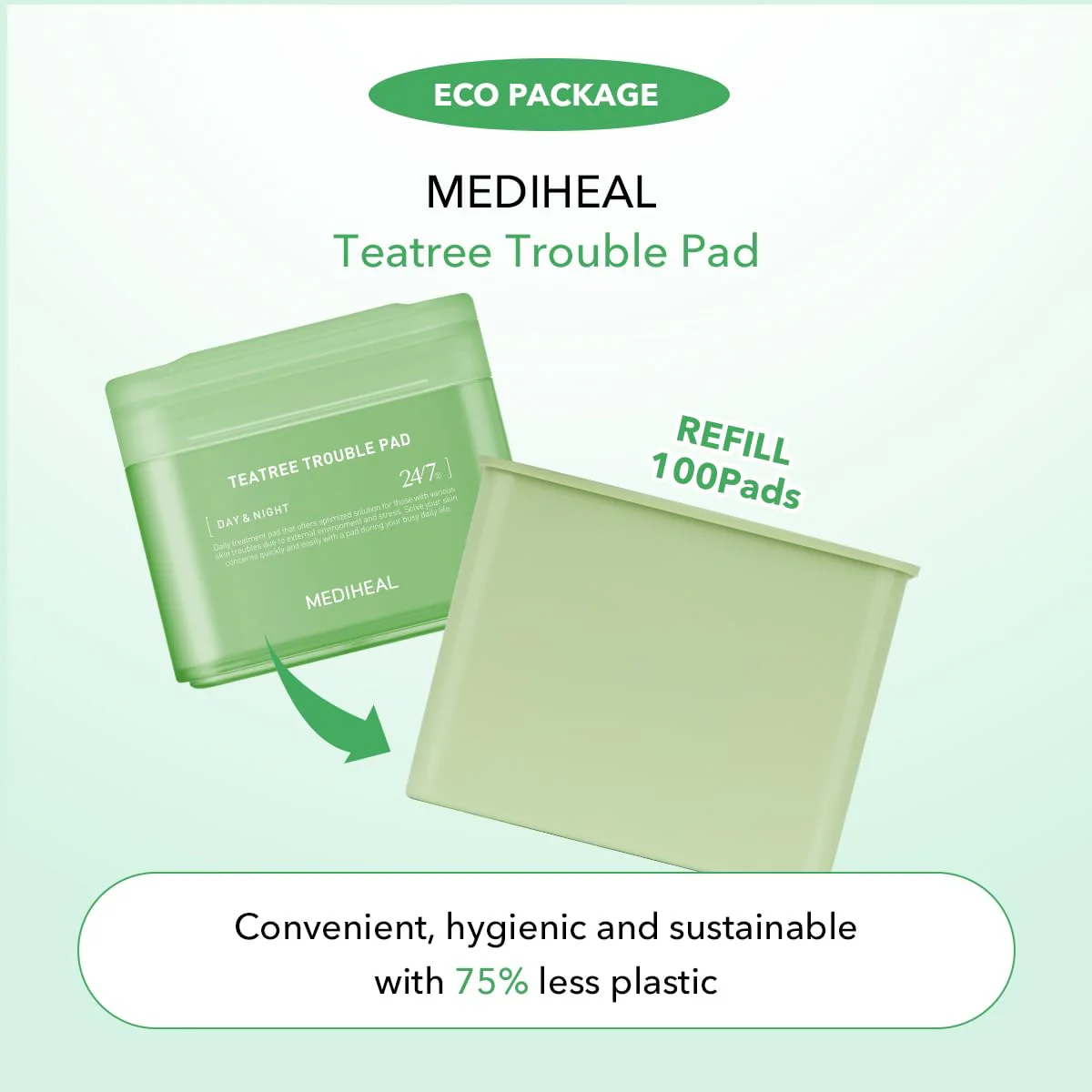 (Only Refill) Mediheal Teatree Trouble Pad (100 Pads) - Cotton Facial Toner Pads for Calm Sensitive & Acne Prone Skin - Vegan Gauze Pad - Image 8