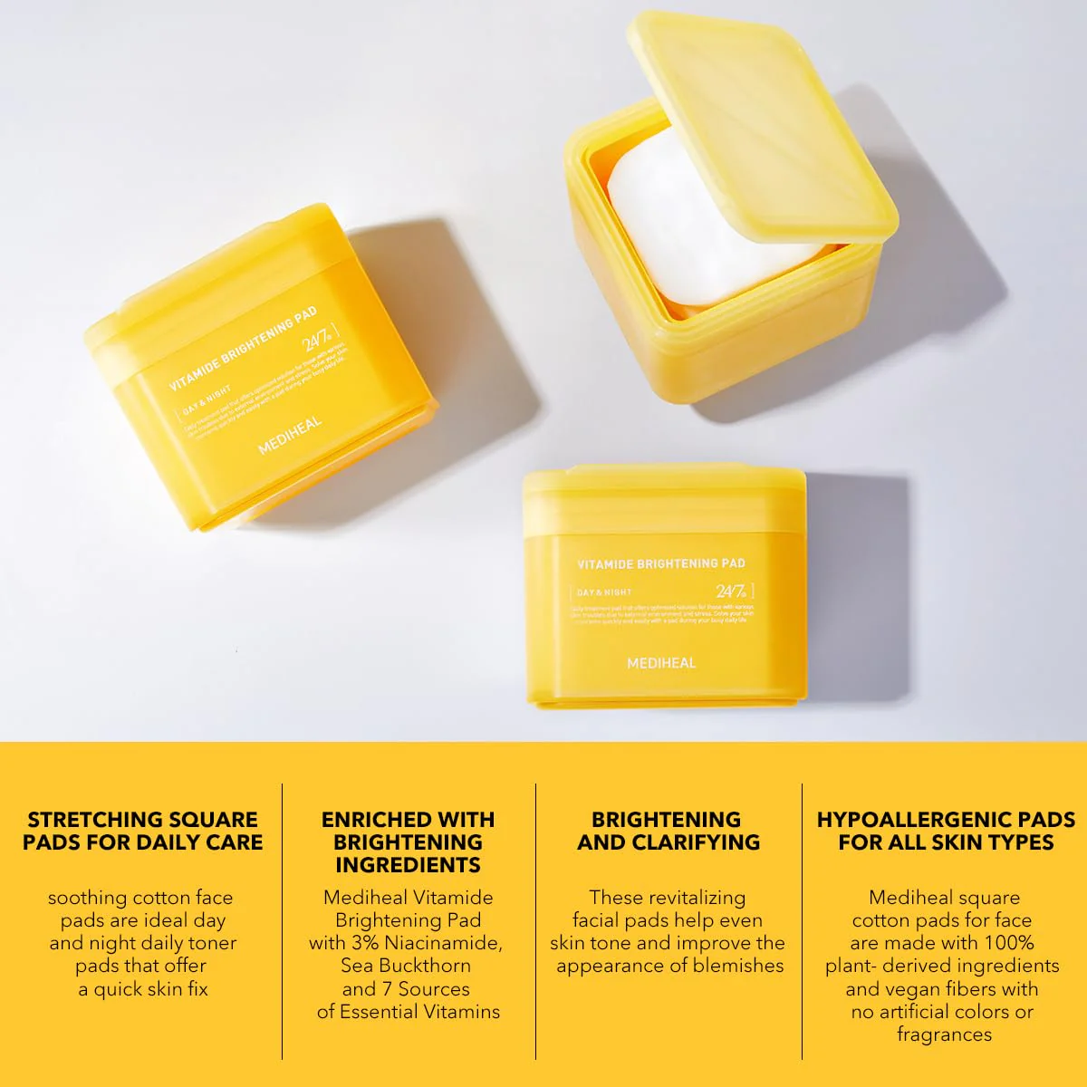 (Only Refill) Mediheal Vitamide Brightening Pad (100 Pads) - Radiance Boosting Pads for Clear, Illuminating Skin - Vegan Gauze Pad - Image 7