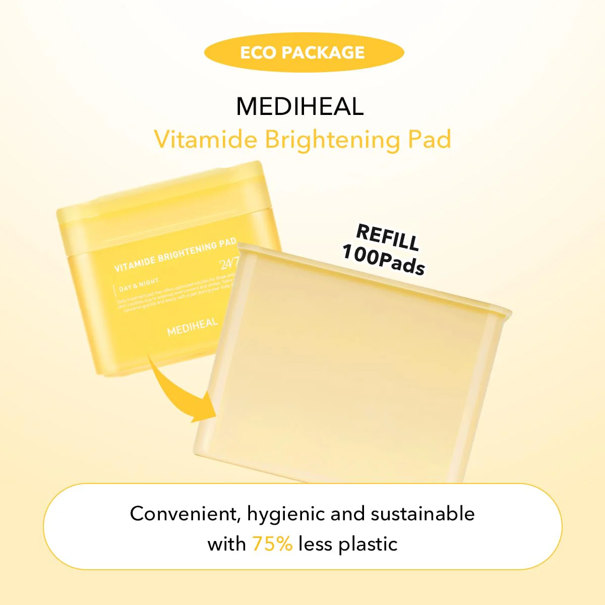 (Only Refill) Mediheal Vitamide Brightening Pad (100 Pads) - Radiance Boosting Pads for Clear, Illuminating Skin - Vegan Gauze Pad - Image 8