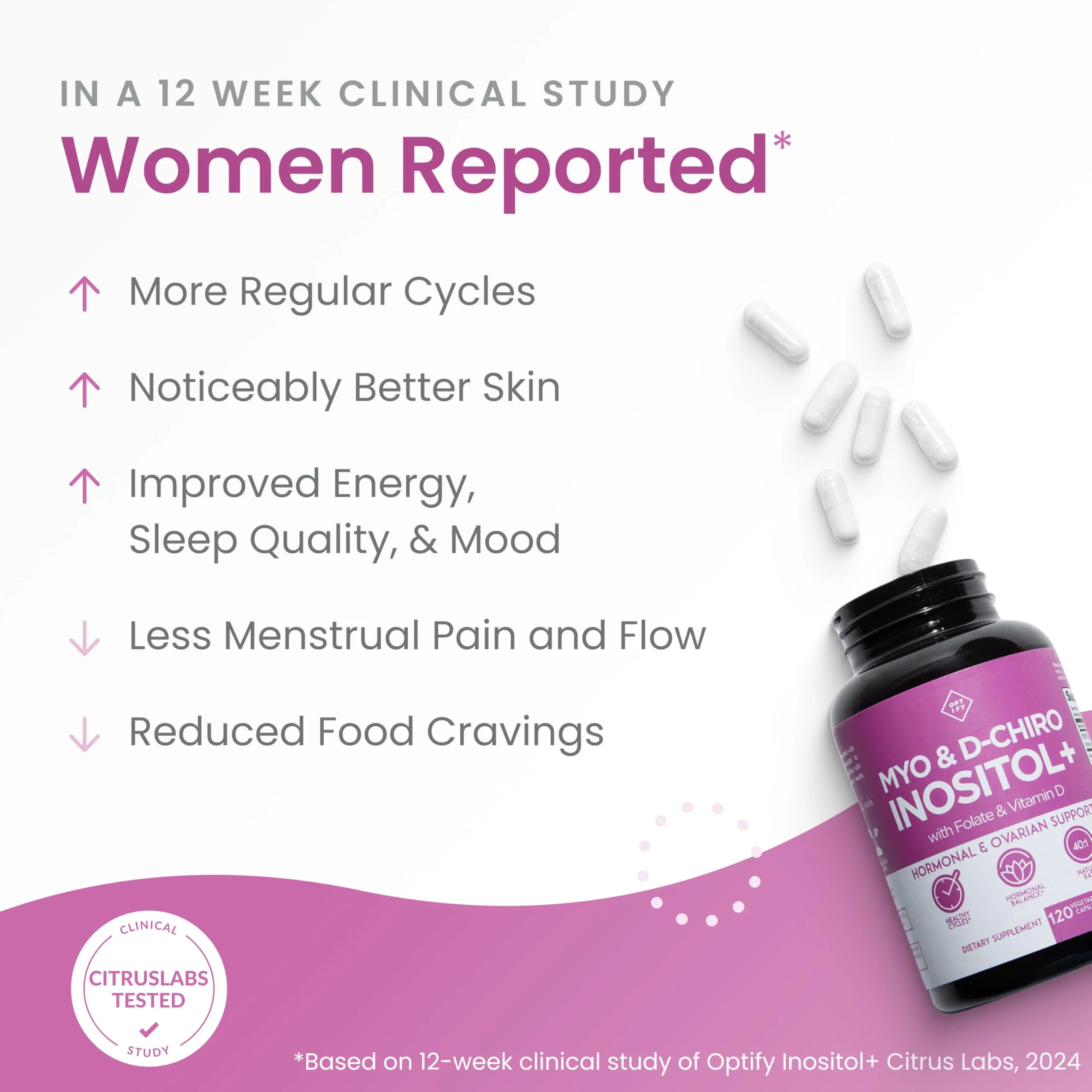 Optify Myo-Inositol & D-Chiro Inositol Supplement for Women – 40:1 Ratio Plus Folate and Vitamin D – Support Healthy Hormonal Balance, Regular Cycles, & Ovarian Health – 30-Day Supply - Image 5