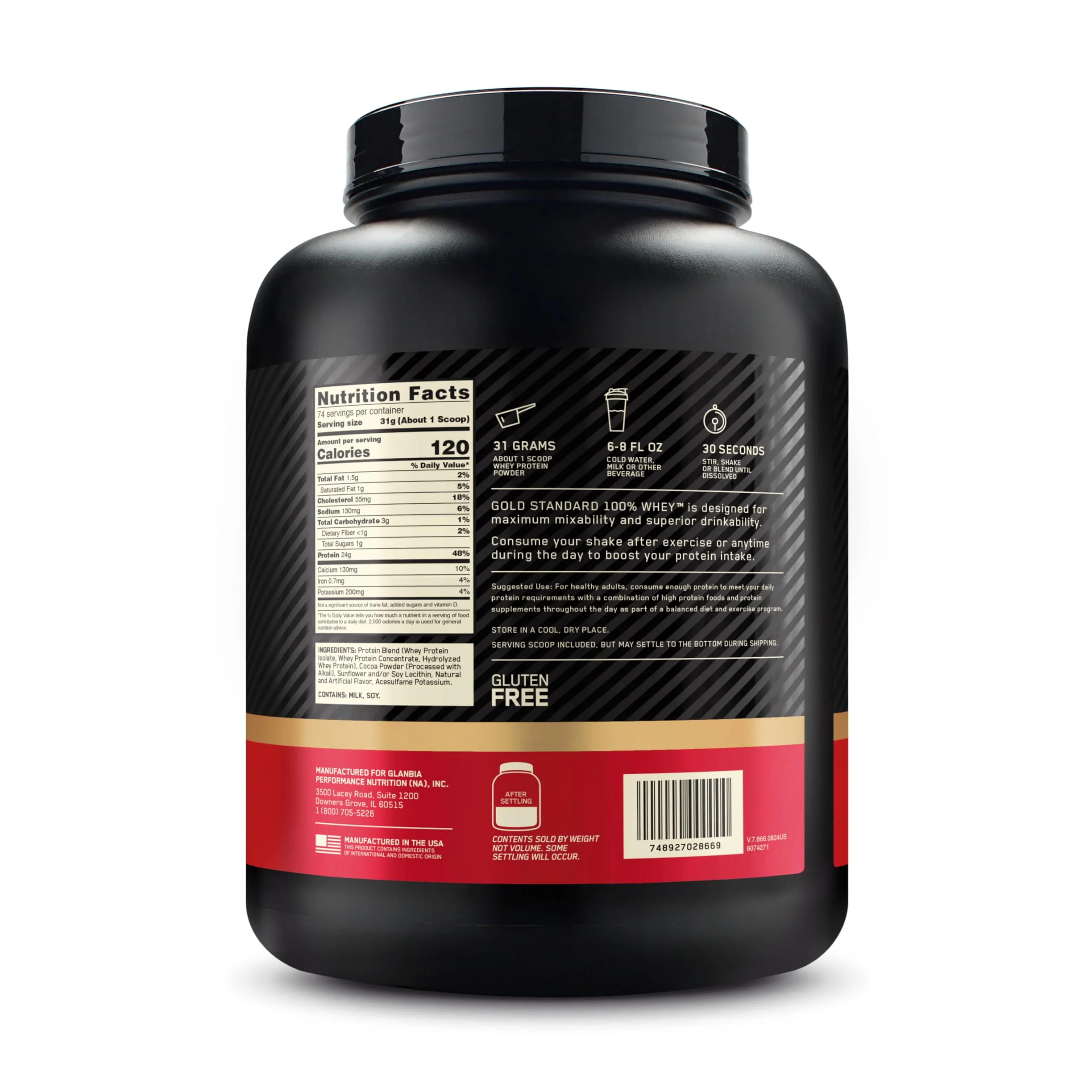 Optimum Nutrition Gold Standard 100% Whey Protein Powder, Double Rich Chocolate, 5 Pound (Packaging May Vary) - Image 3