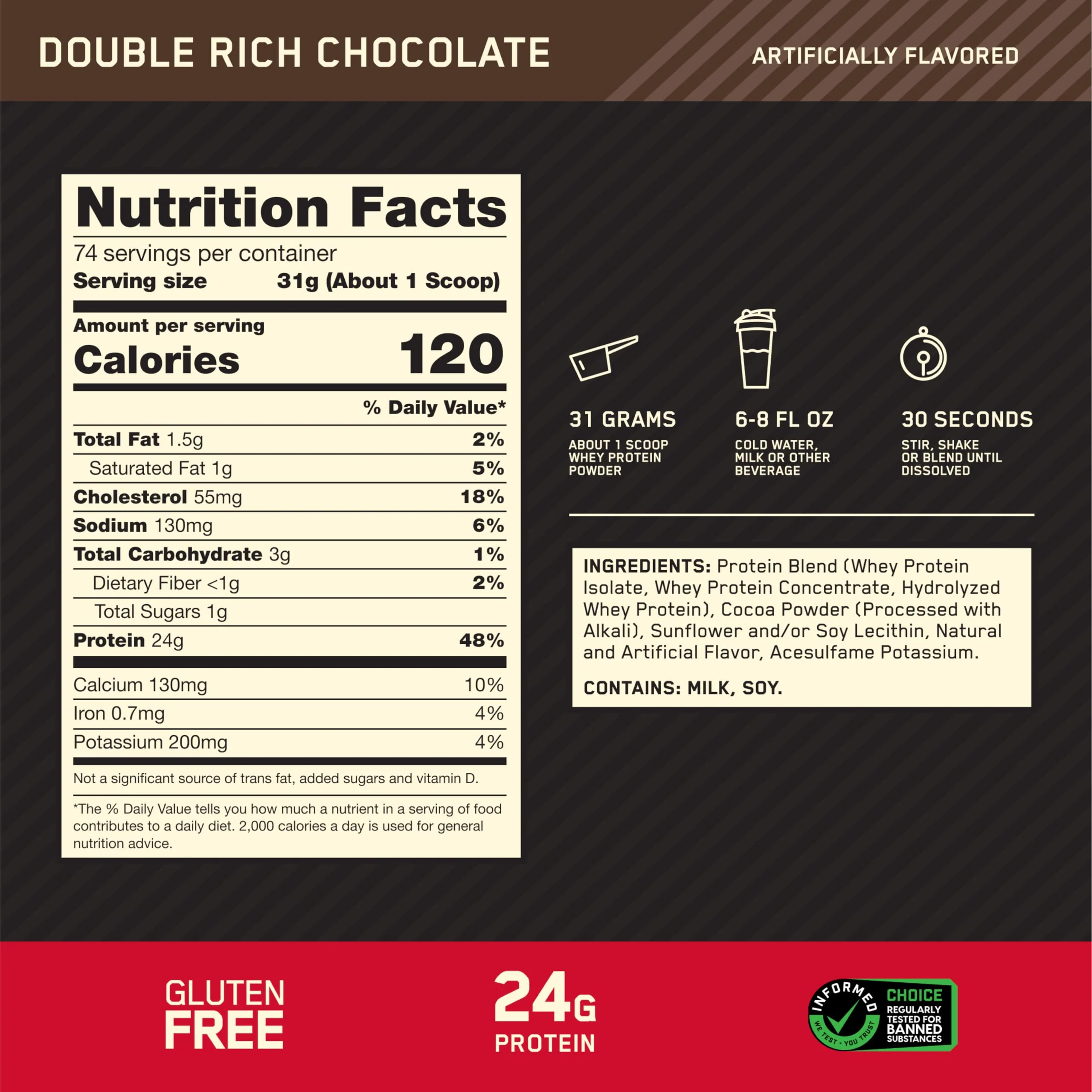 Optimum Nutrition Gold Standard 100% Whey Protein Powder, Double Rich Chocolate, 5 Pound (Packaging May Vary) - Image 9