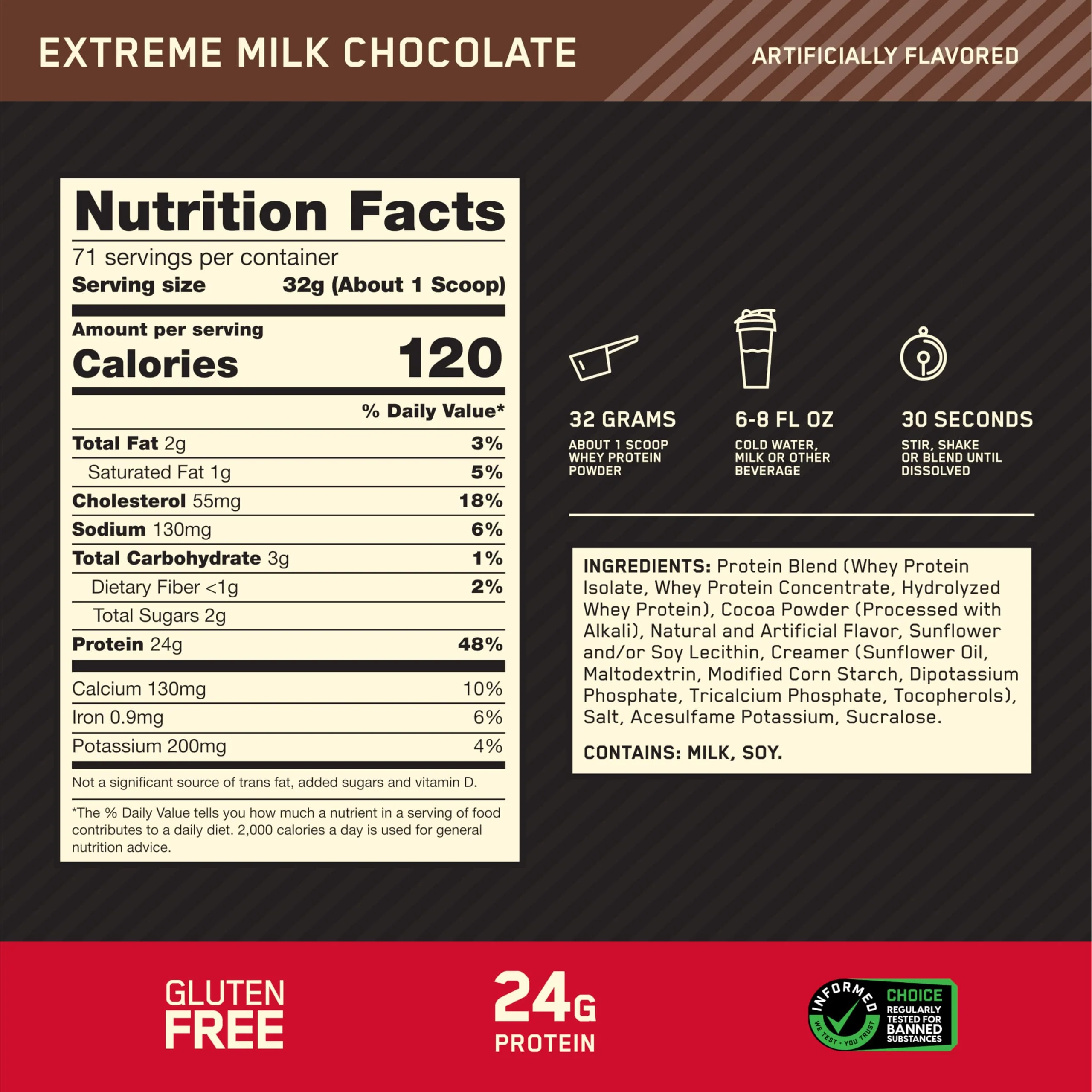 Optimum Nutrition Gold Standard 100% Whey Protein Powder, Extreme Milk Chocolate, 5 Pound (Packaging May Vary) - Image 10