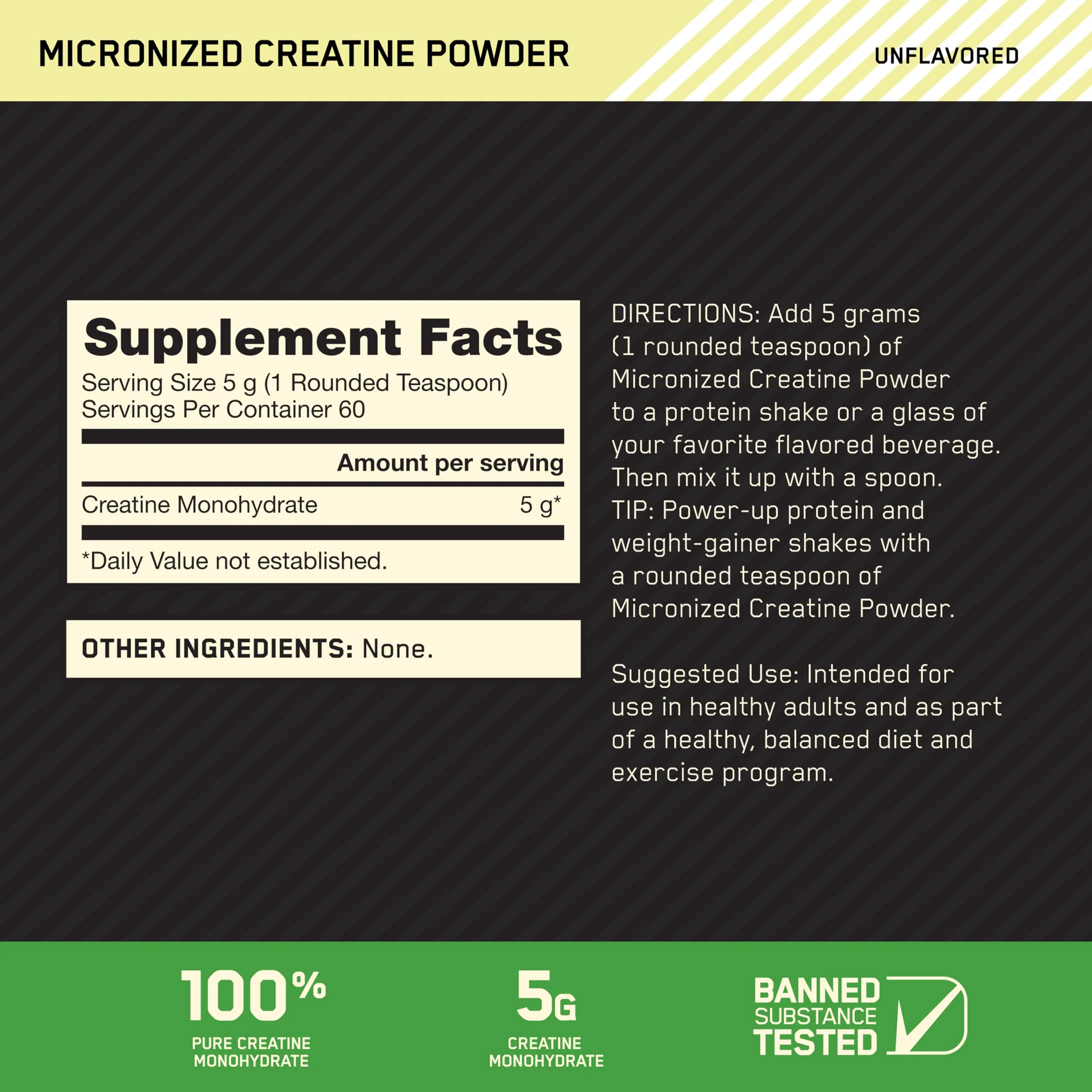 Optimum Nutrition Micronized Creatine Monohydrate Powder, Unflavored, 60 Servings, 300 Grams (Packaging May Vary) - Image 2