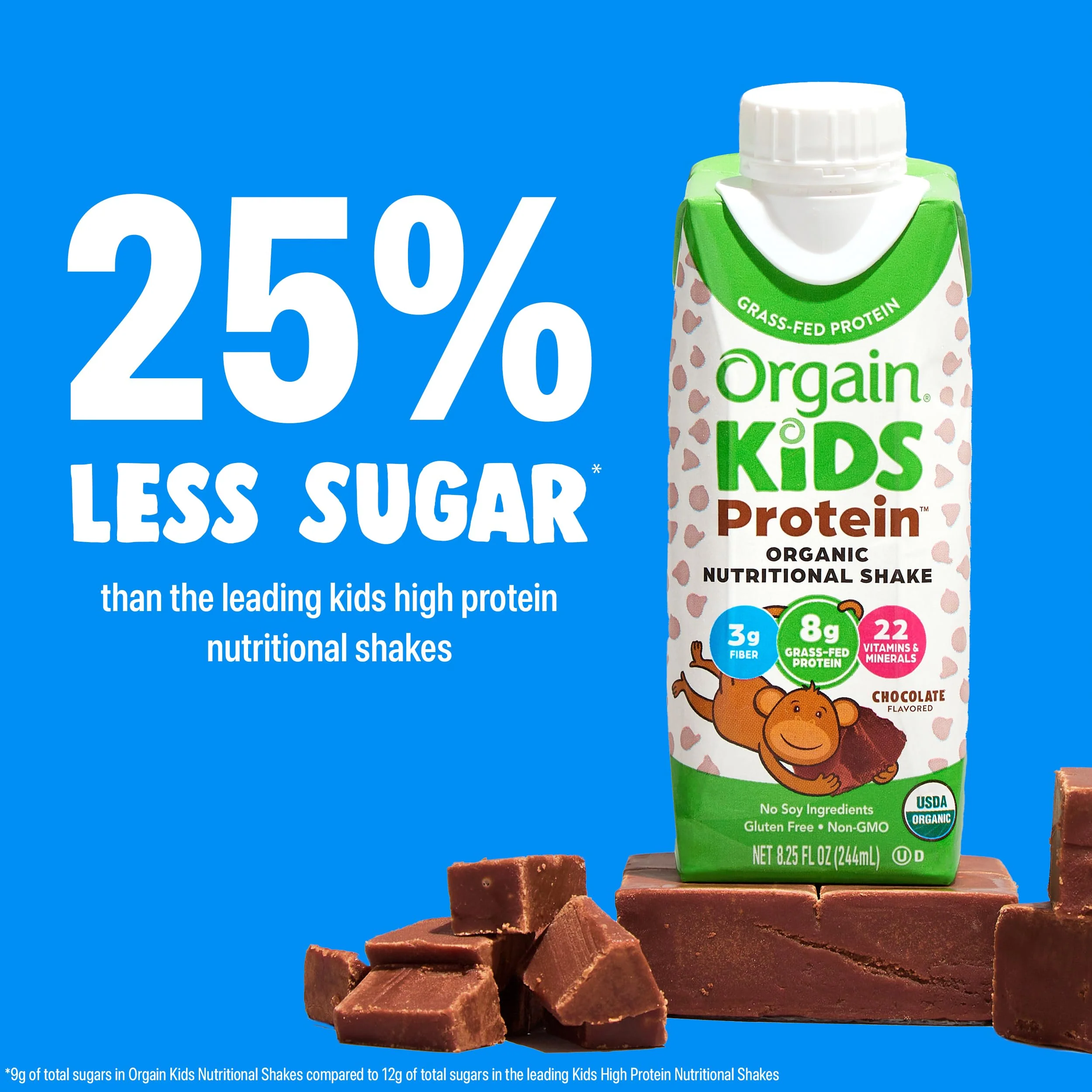 Orgain Organic Kids Nutritional Protein Shake, Chocolate, Healthy Kids Snacks, 8g Dairy Protein, 3g Fiber, 22 Vitamins & Minerals, No Soy Ingredients, Gluten Free, Non-GMO, 8.25 Fl Oz (Pack of 12) - Image 6