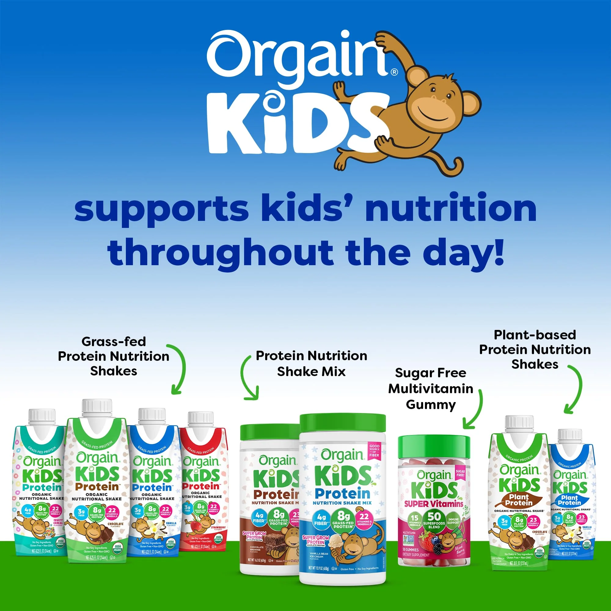 Orgain Organic Kids Nutritional Protein Shake, Vanilla, Healthy Kids Snacks, 8g Dairy Protein, 3g Fiber, 22 Vitamins & Minerals, No Soy ingredients, Gluten Free, Non-GMO, 8.25 Fl Oz (Pack of 12) - Image 3