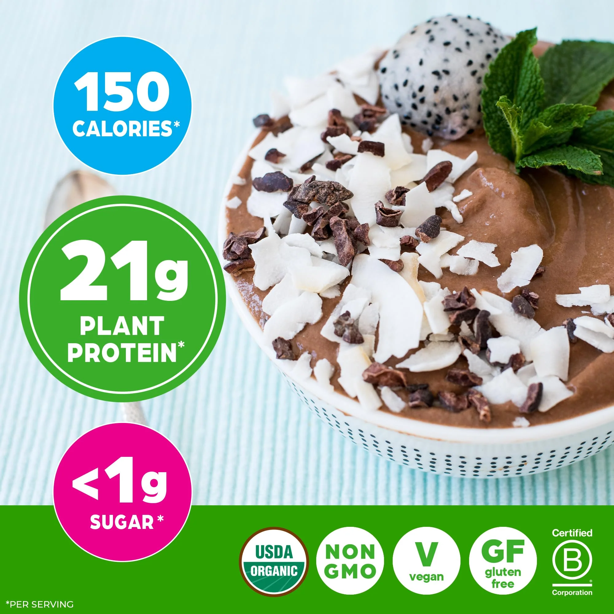 Orgain Organic Vegan Protein Powder, Creamy Chocolate Fudge - 21g Plant Protein, 6g Prebiotic Fiber, Low Net Carb, No Lactose Ingredients, No Added Sugar, Non-GMO, For Shakes & Smoothies, 2.03 lb - Image 3