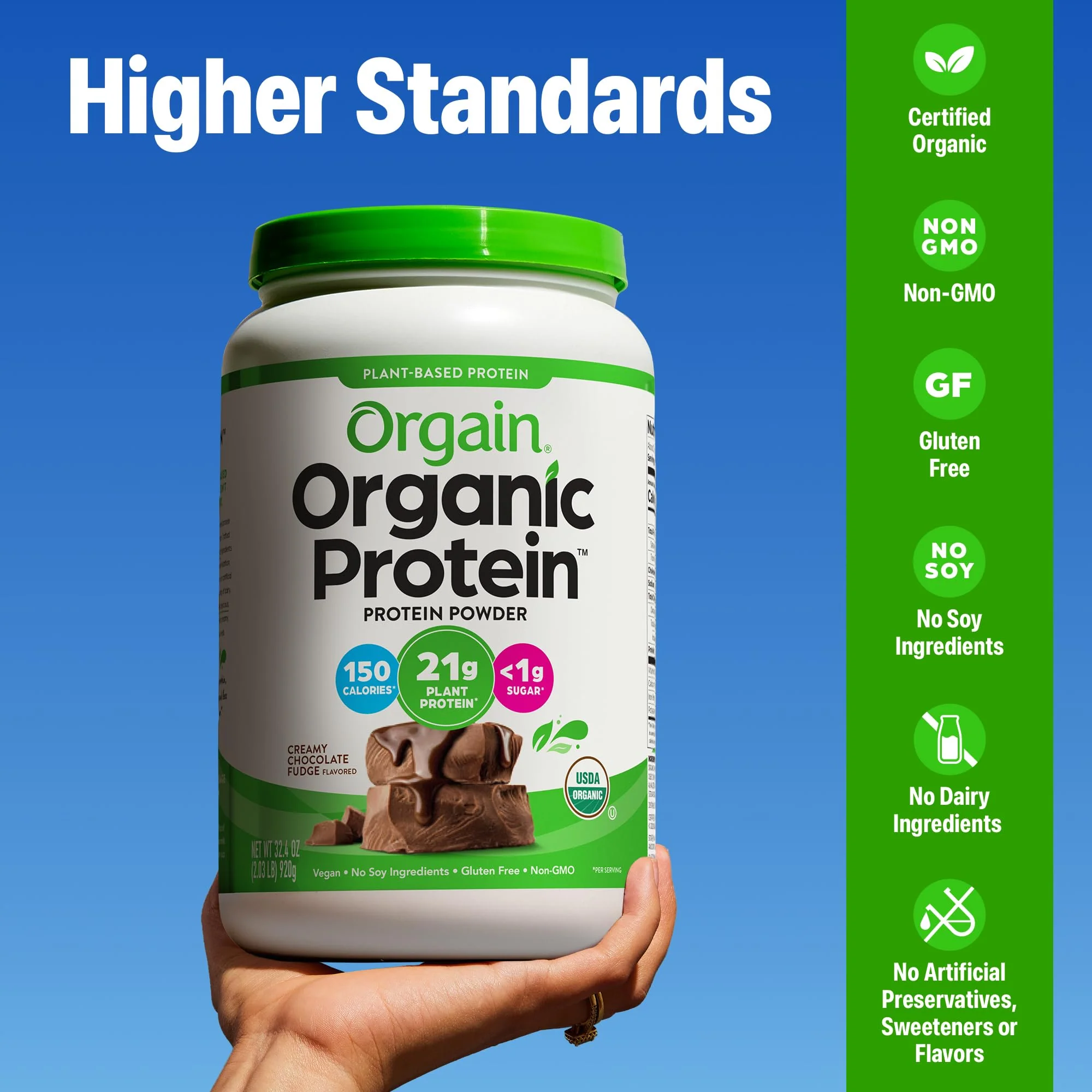 Orgain Organic Vegan Protein Powder, Creamy Chocolate Fudge - 21g Plant Protein, 6g Prebiotic Fiber, Low Net Carb, No Lactose Ingredients, No Added Sugar, Non-GMO, For Shakes & Smoothies, 2.03 lb - Image 5