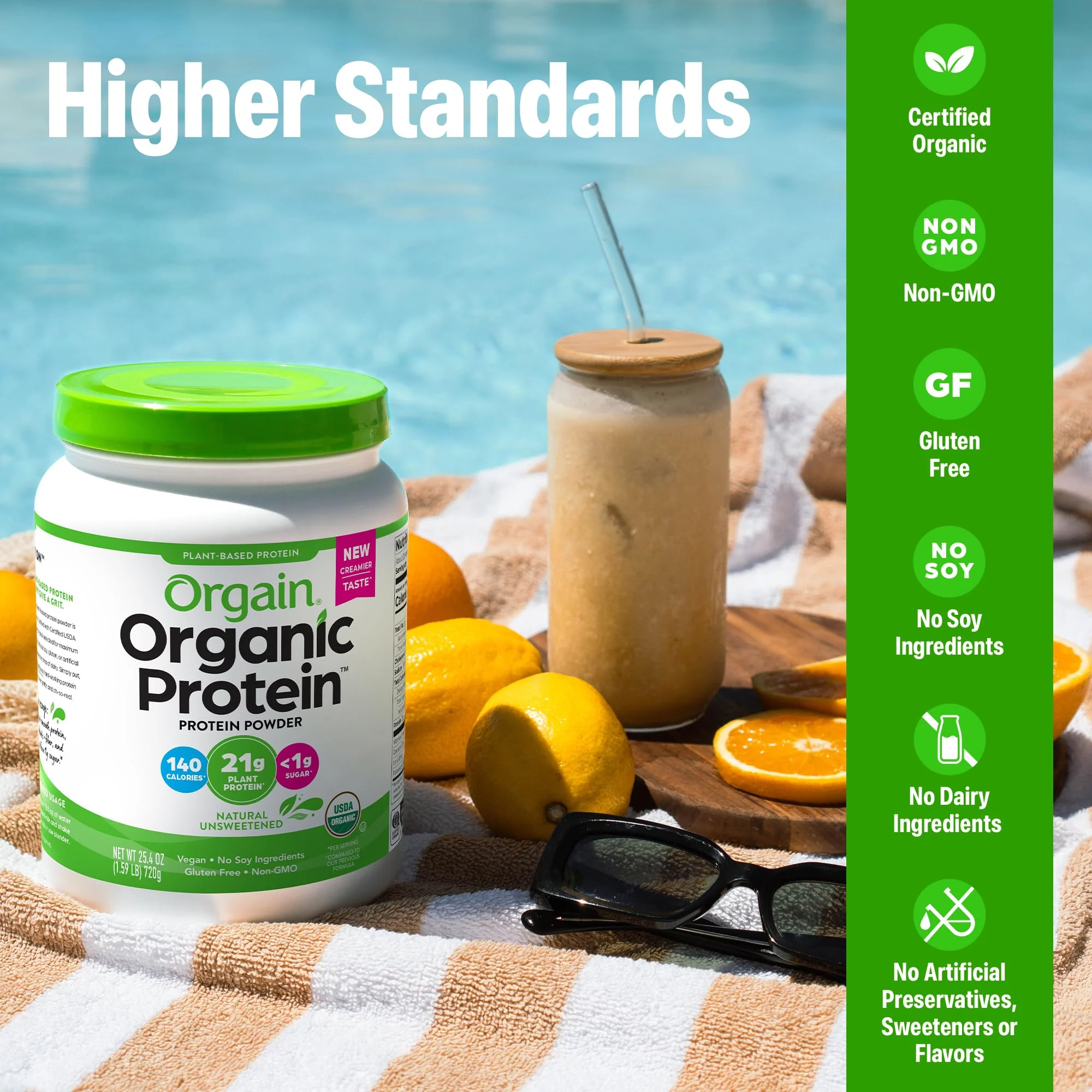 Orgain Organic Vegan Protein Powder, Natural Unsweetened - 21g of Unflavored Plant Protein, 4g Prebiotic Fiber, Low Net Carbs, No Added Sugar, Non-GMO, For Shakes & Recipes, 1.59 lb - Image 6