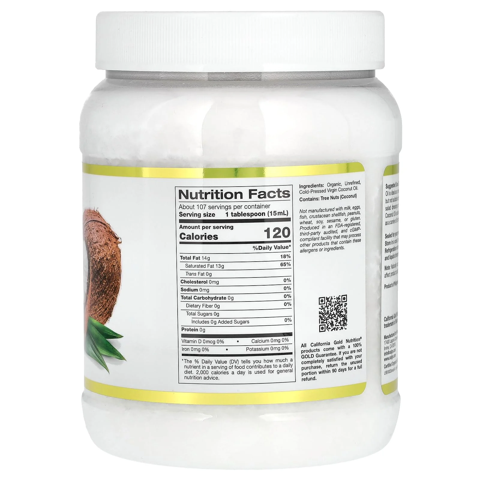 Organic Coconut Oil, Extra Virgin, Unrefined, Certified USDA Organic, Cold-Pressed, Non-GMO, Hexane and Pesticide free, 54 fl oz (1.6 L) - Image 4