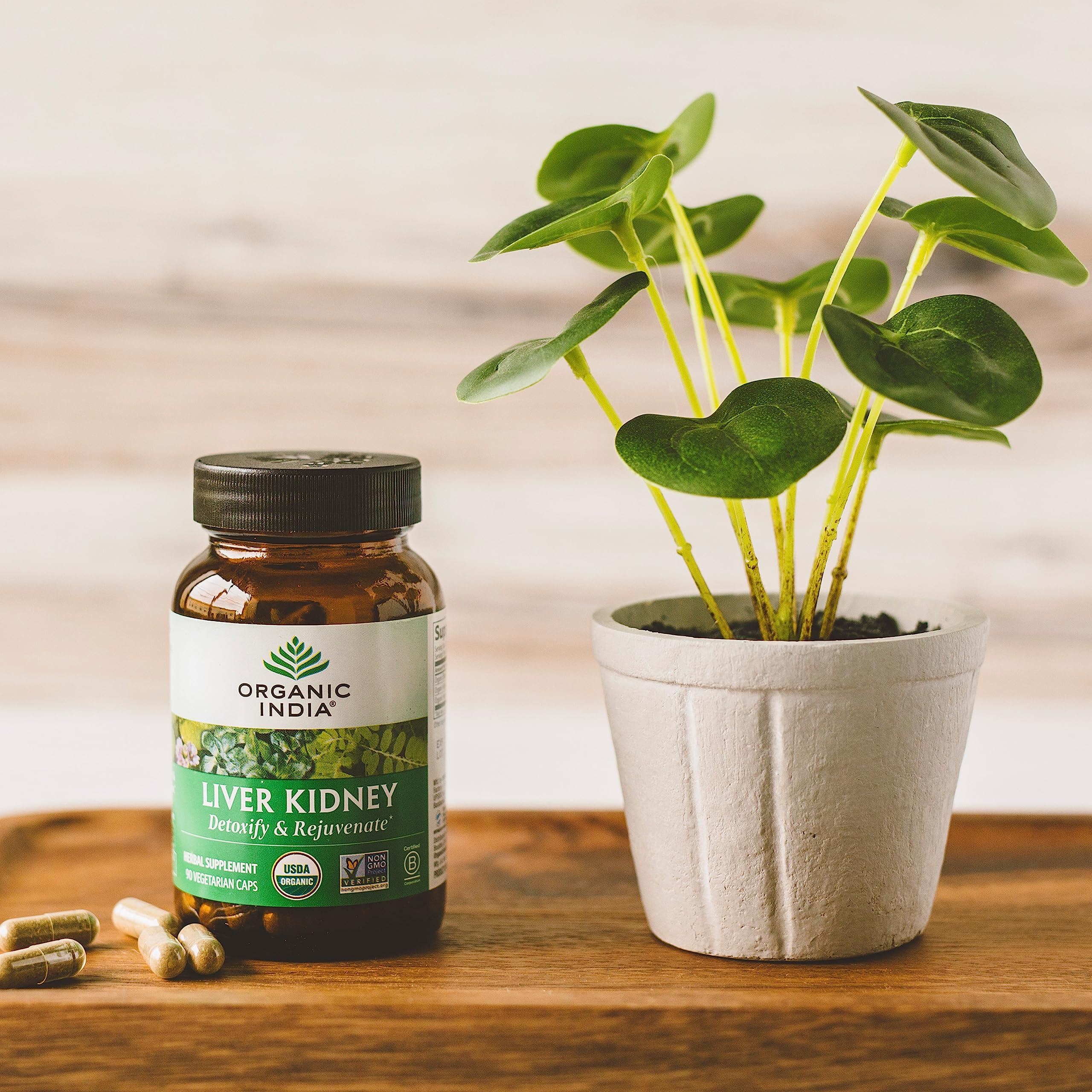 ORGANIC INDIA Liver Kidney Herbal Supplement - Detoxify & Rejuvenate, Supports Healthy Liver & Kidney Function, Vegan, Gluten-Free, Kosher, USDA Certified Organic, Non-GMO - 90 Capsules - Image 3