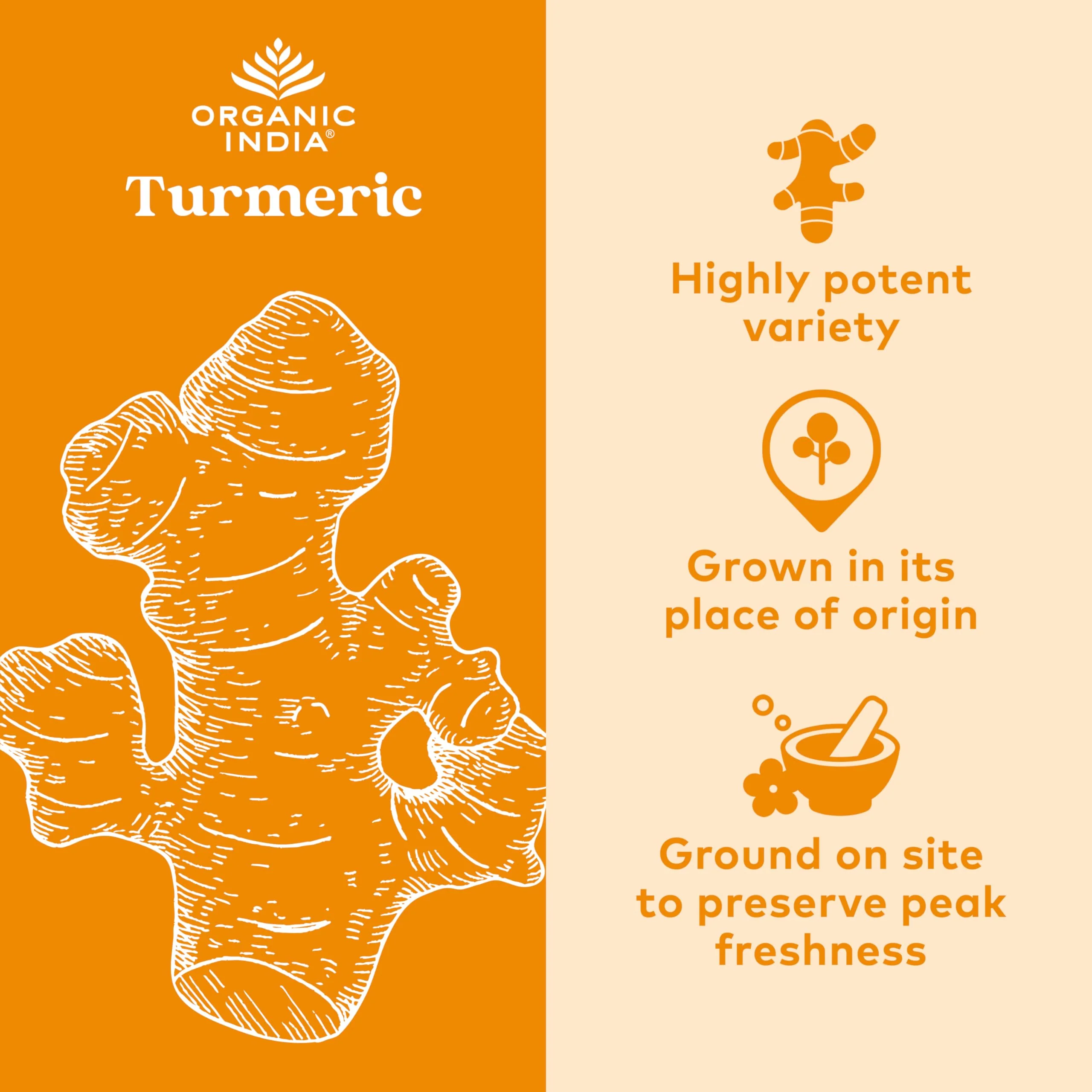 ORGANIC INDIA Turmeric Curcumin Herbal Supplement - Joint Mobility & Immune Support, Healthy Inflammatory Response, Whole Root Supplement, Trikatu, USDA Certified Organic, Non-GMO - 180 Capsules - Image 8