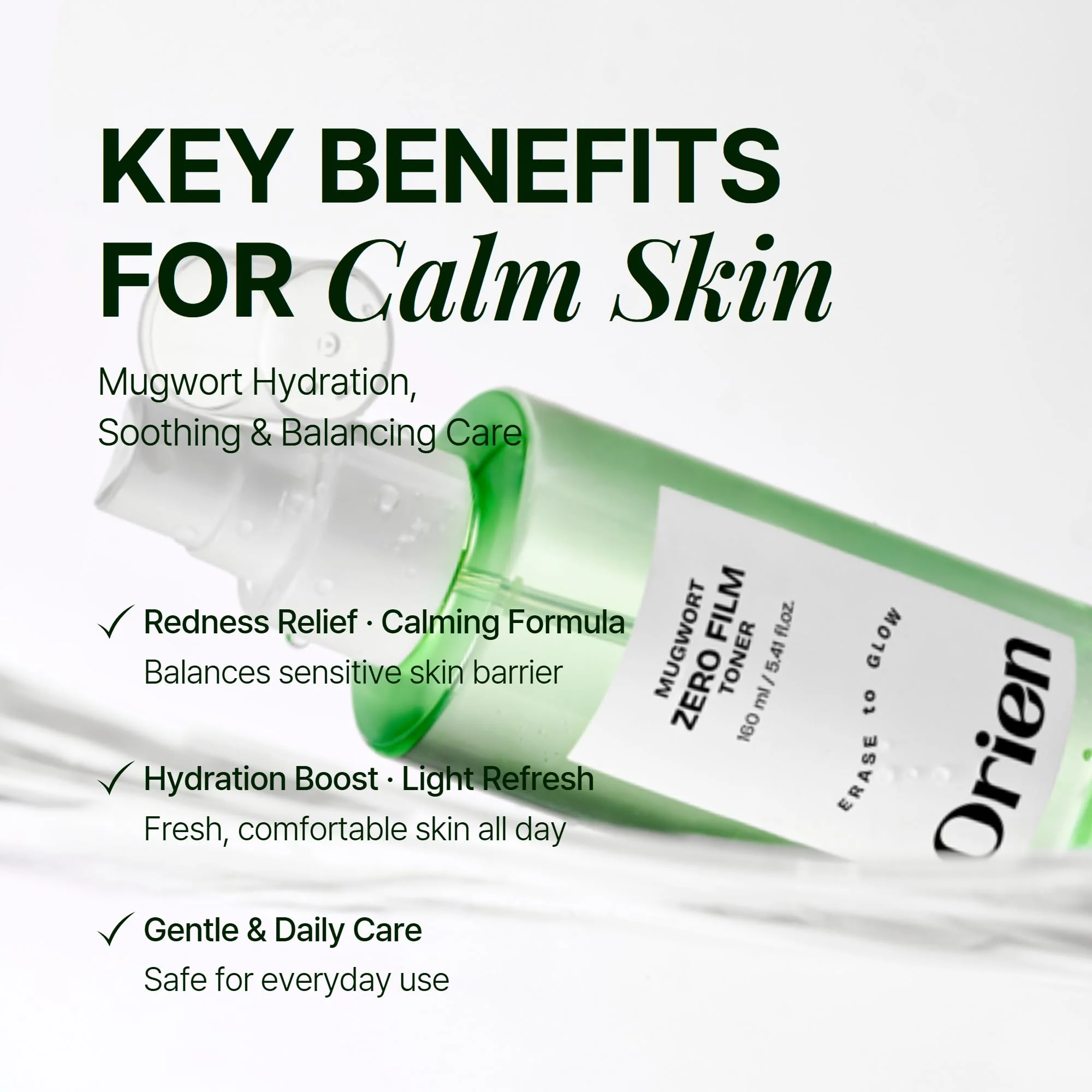 Orien Mugwort Zero Film Toner 5.41 fl.oz. 160ml ㅣpH5.5 Calming, Soothing, Hydrating Spray Toner - Image 7