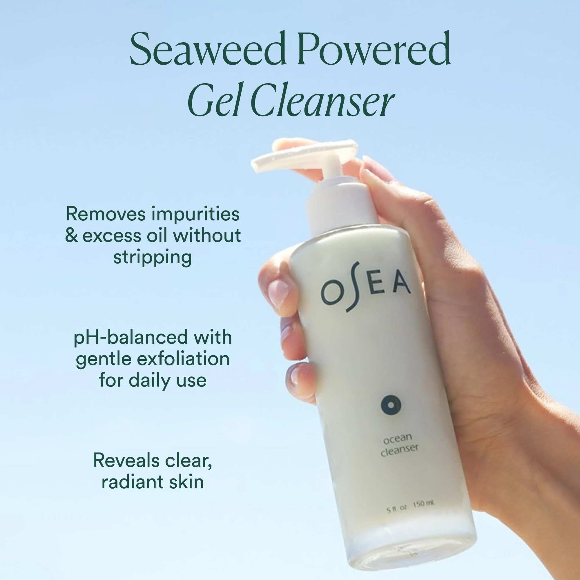 OSEA Ocean Cleanser 5 oz - Nourishing Facial Cleansing Gel - Mineral-Rich Face Wash - Gentle Face Cleanser - Clean Beauty Skincare - Vegan & Cruelty-Free Facial Wash - Image 7