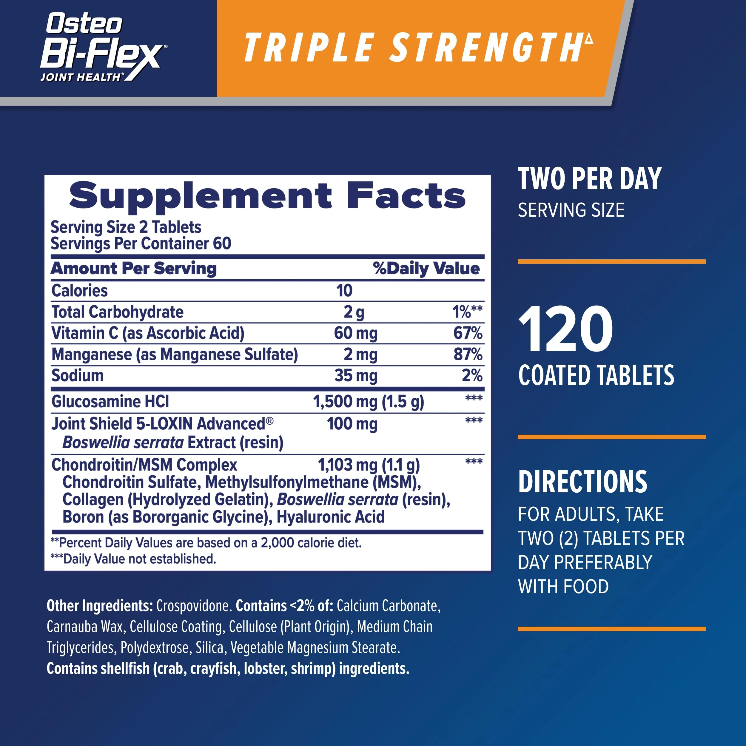 Osteo Bi-Flex Triple Strength(5), Glucosamine Chondroitin with Vitamin C Joint Health Supplement, Coated Tablets, 120 Count - Image 7