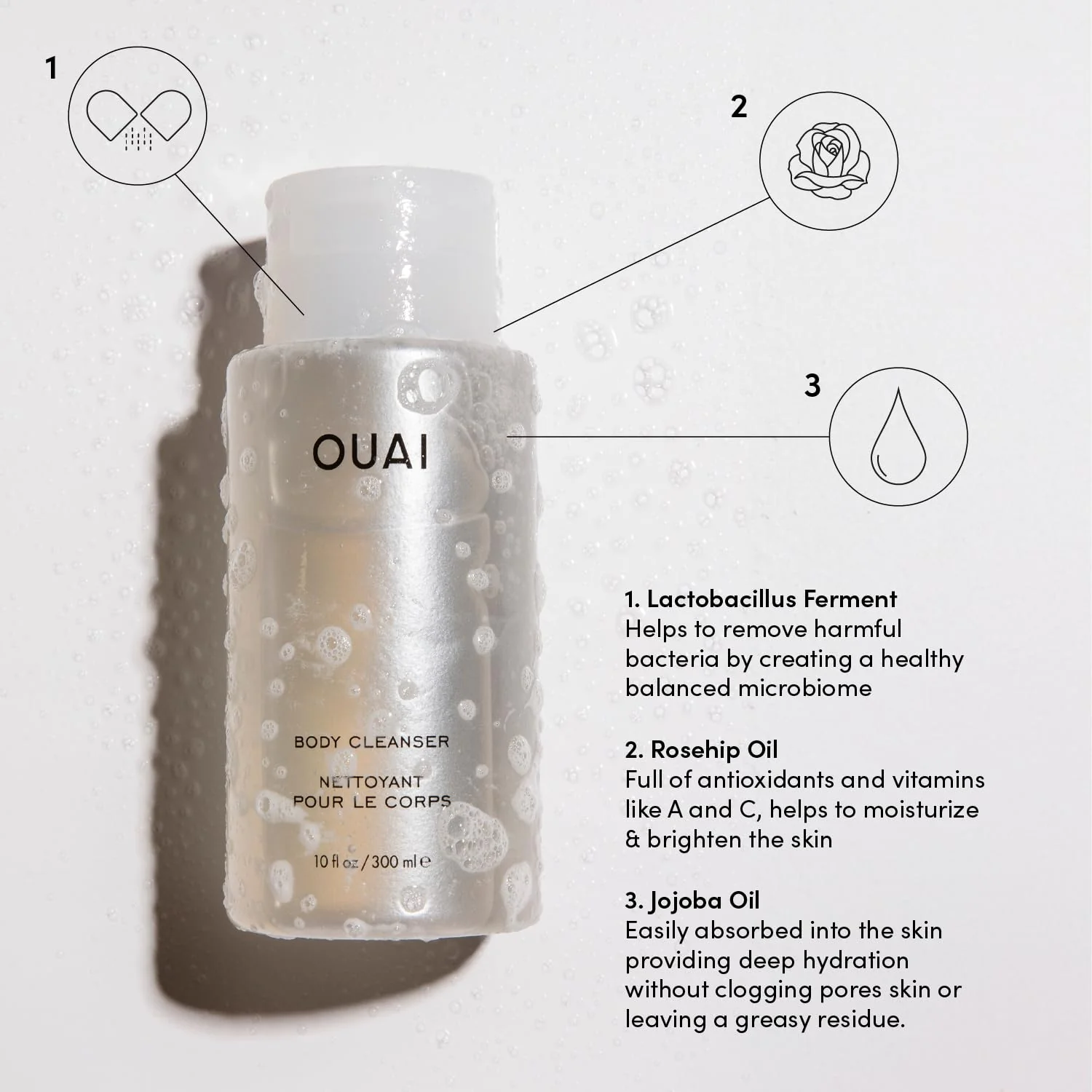 OUAI Body Cleanser, Dean Street - Foaming Body Wash with Jojoba Oil and Rosehip Oil to Hydrate, Nurture, Balance and Soften Skin - Paraben, Phthalate and Sulfate Free Skin Care Products (10 Fl Oz) - Image 4