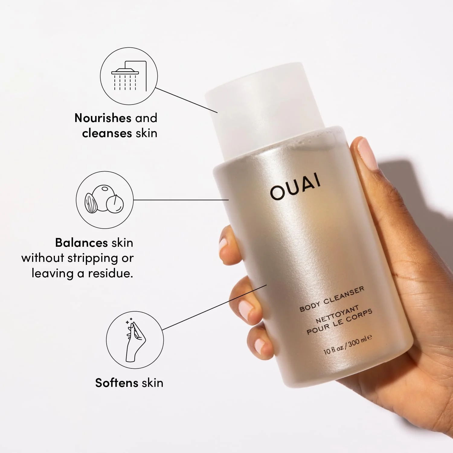 OUAI Body Cleanser, Dean Street - Foaming Body Wash with Jojoba Oil and Rosehip Oil to Hydrate, Nurture, Balance and Soften Skin - Paraben, Phthalate and Sulfate Free Skin Care Products (10 Fl Oz) - Image 5