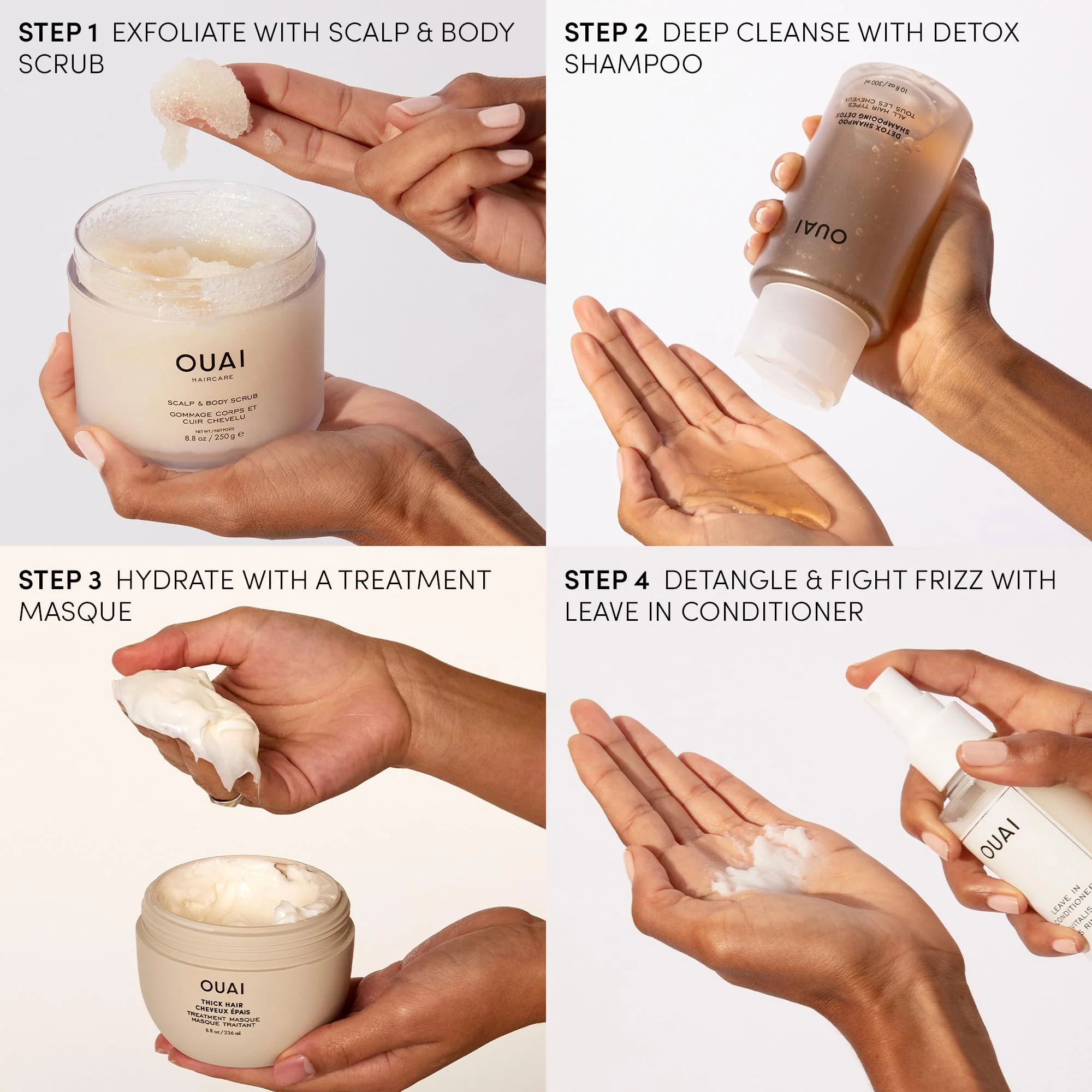 OUAI Detox Shampoo - Clarifying Shampoo for Build Up, Dirt, Oil, Product and Hard Water - Apple Cider Vinegar & Keratin for Clean, Refreshed Hair - Sulfate-Free Hair Care (10 oz) - Image 4