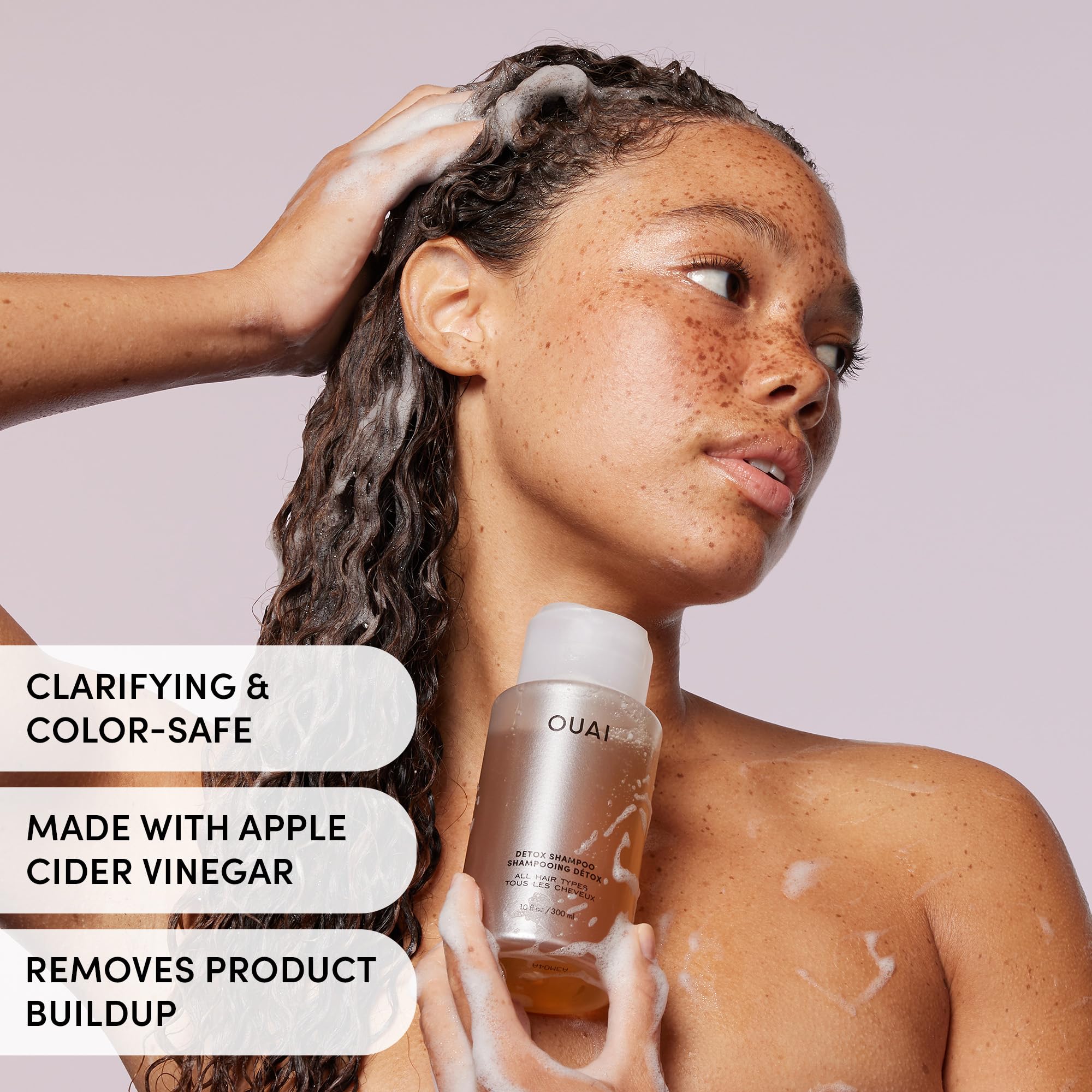 OUAI Detox Shampoo - Clarifying Shampoo for Build Up, Dirt, Oil, Product and Hard Water - Apple Cider Vinegar & Keratin for Clean, Refreshed Hair - Sulfate-Free Hair Care (10 oz) - Image 7