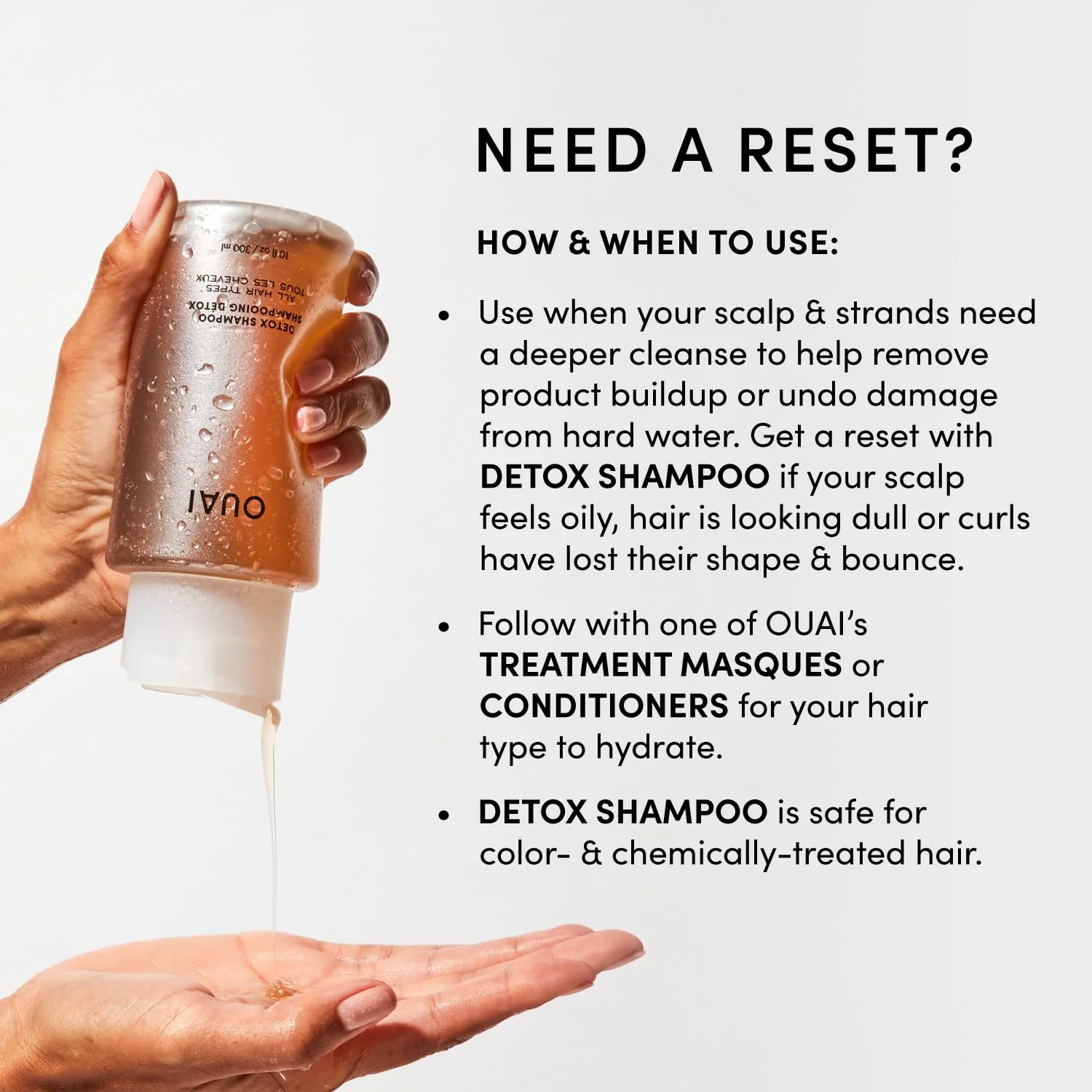 OUAI Detox Shampoo Refill - Clarifying Shampoo for Build Up, Dirt, Oil, Product and Hard Water - Apple Cider Vinegar & Keratin for Clean, Refreshed Hair - Sulfate-Free Hair Care (32 oz) - Image 6