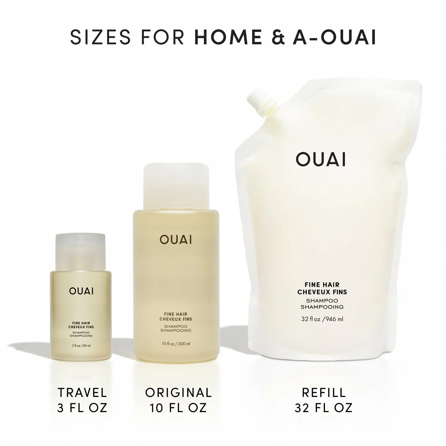 OUAI Fine Hair Shampoo Refill - Volumizing Shampoo for Fine Strands - Made with Biotin, Keratin & Chia Seed Oil - Strengthens, Nourishes & Thickens - Color-Safe & Sulfate Free Hair Care (32 Fl oz) - Image 2