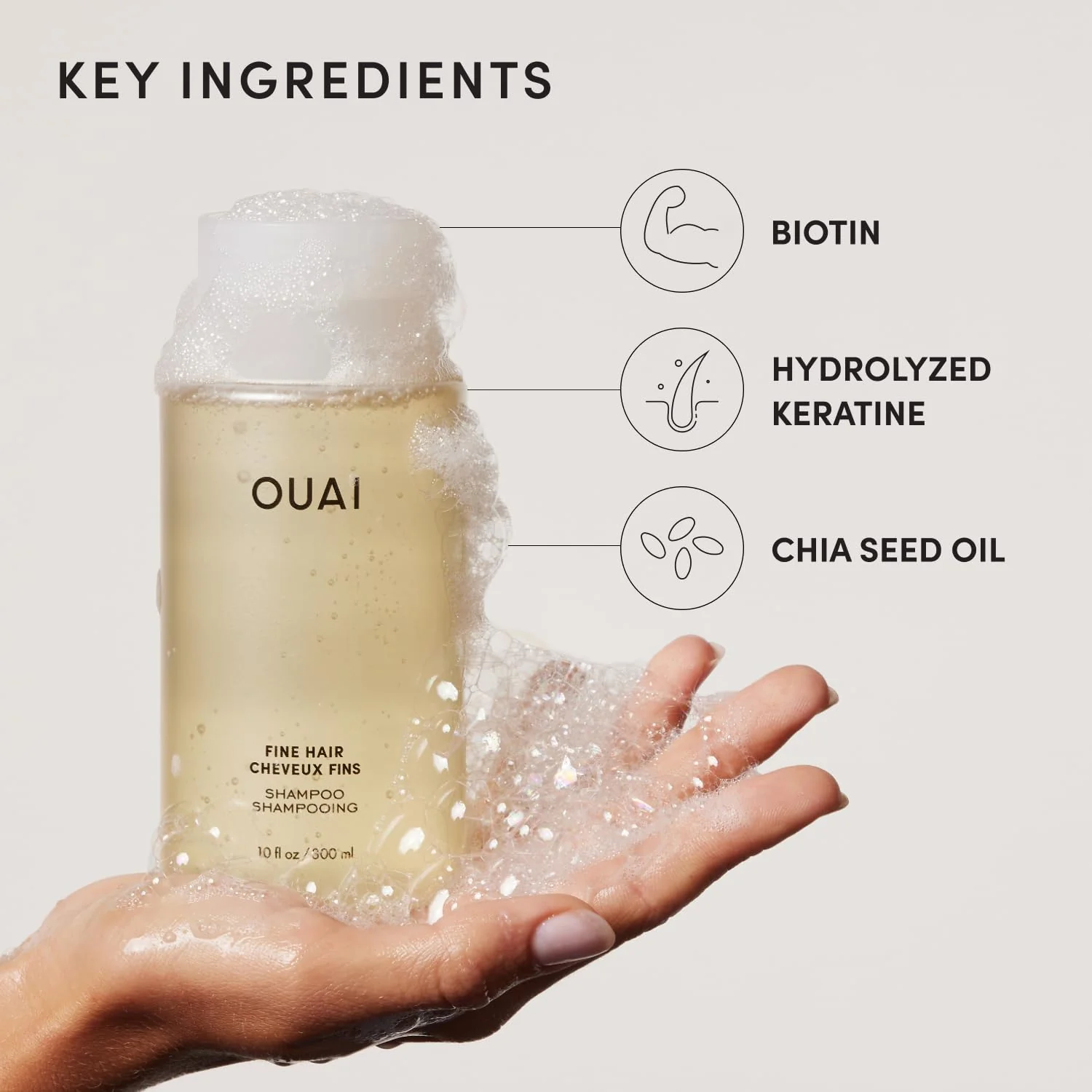OUAI Fine Hair Shampoo Refill - Volumizing Shampoo for Fine Strands - Made with Biotin, Keratin & Chia Seed Oil - Strengthens, Nourishes & Thickens - Color-Safe & Sulfate Free Hair Care (32 Fl oz) - Image 5