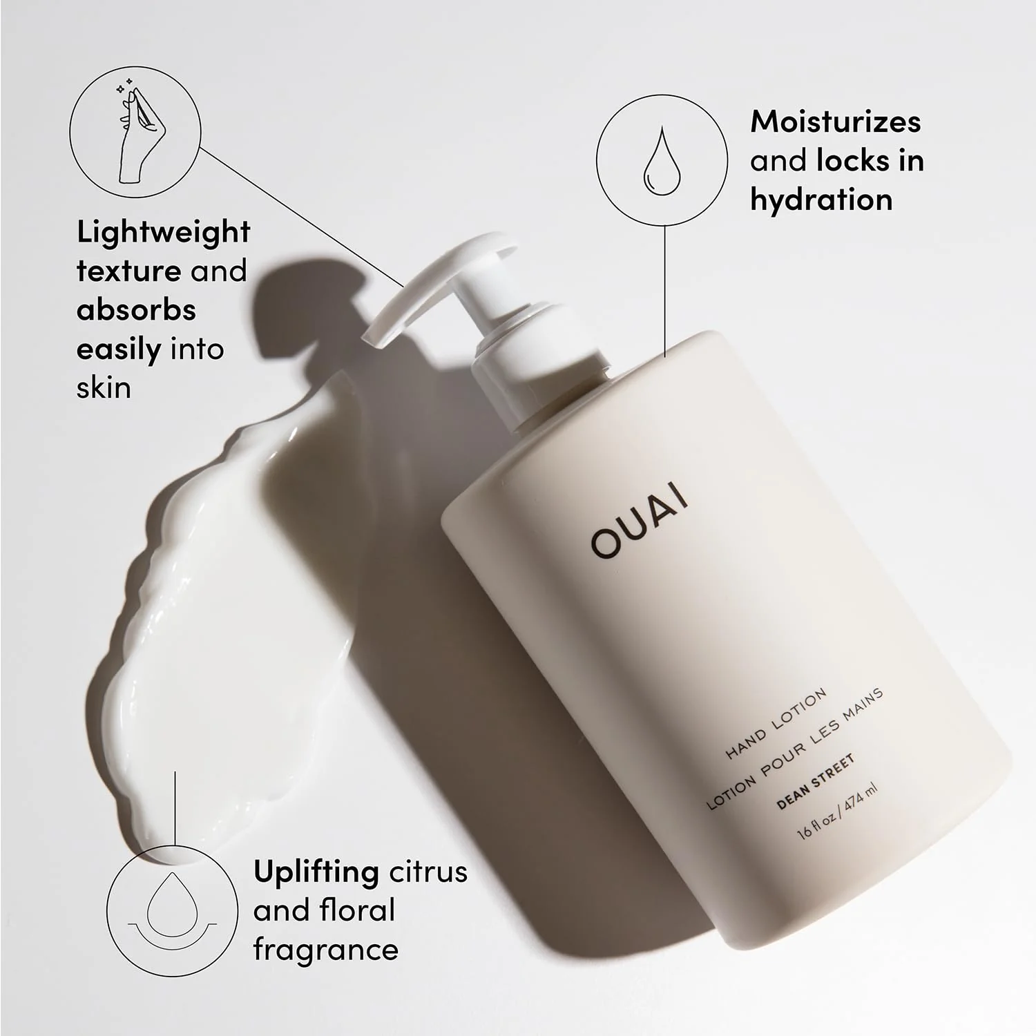 OUAI Hand Lotion - Daily, Lightweight, Hydrating Lotion for Dry Skin - Made with Avocado, Rosehip and Jojoba Oil to Lock in Moisture - Never Greasy (16 Fl Oz) - Image 5
