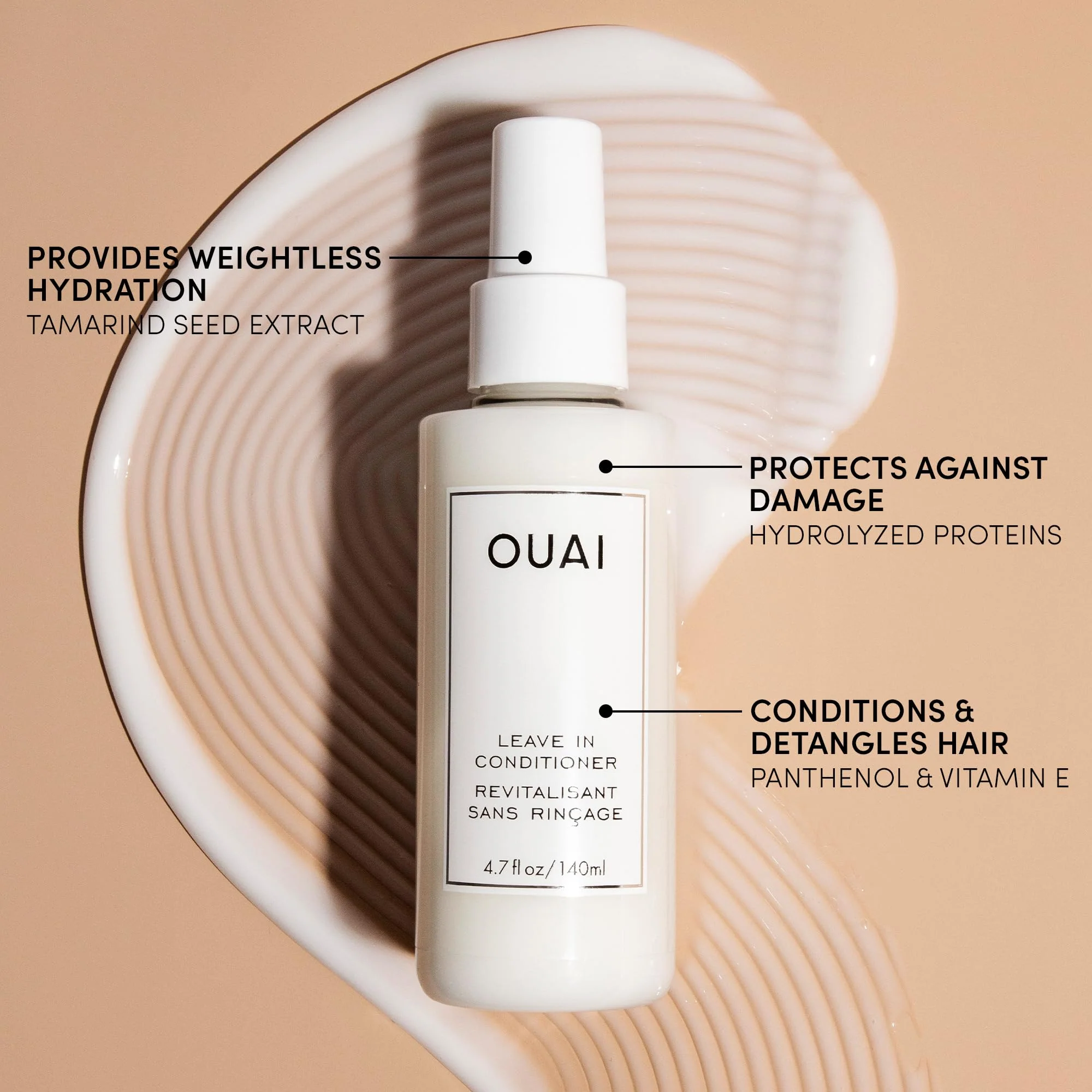 OUAI Leave In Conditioner & Heat Protectant for Hair - Prep Hair for Styling or Use as Detangling Spray to Fight Frizz & Flyaways - No Parabens, Sulfates or Phthalates (4.7 oz) - Image 3