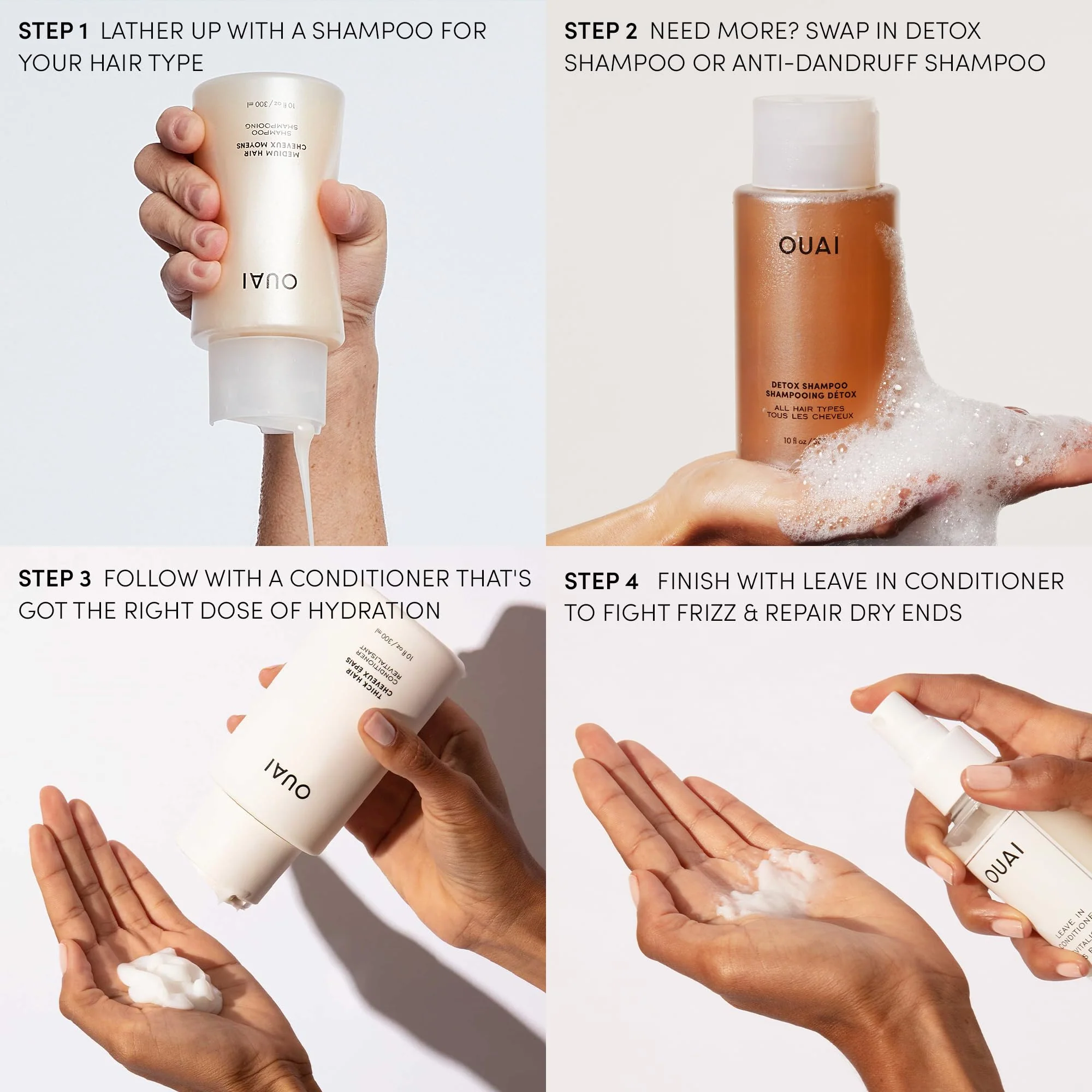 OUAI Leave In Conditioner & Heat Protectant for Hair - Prep Hair for Styling or Use as Detangling Spray to Fight Frizz & Flyaways - No Parabens, Sulfates or Phthalates (4.7 oz) - Image 4
