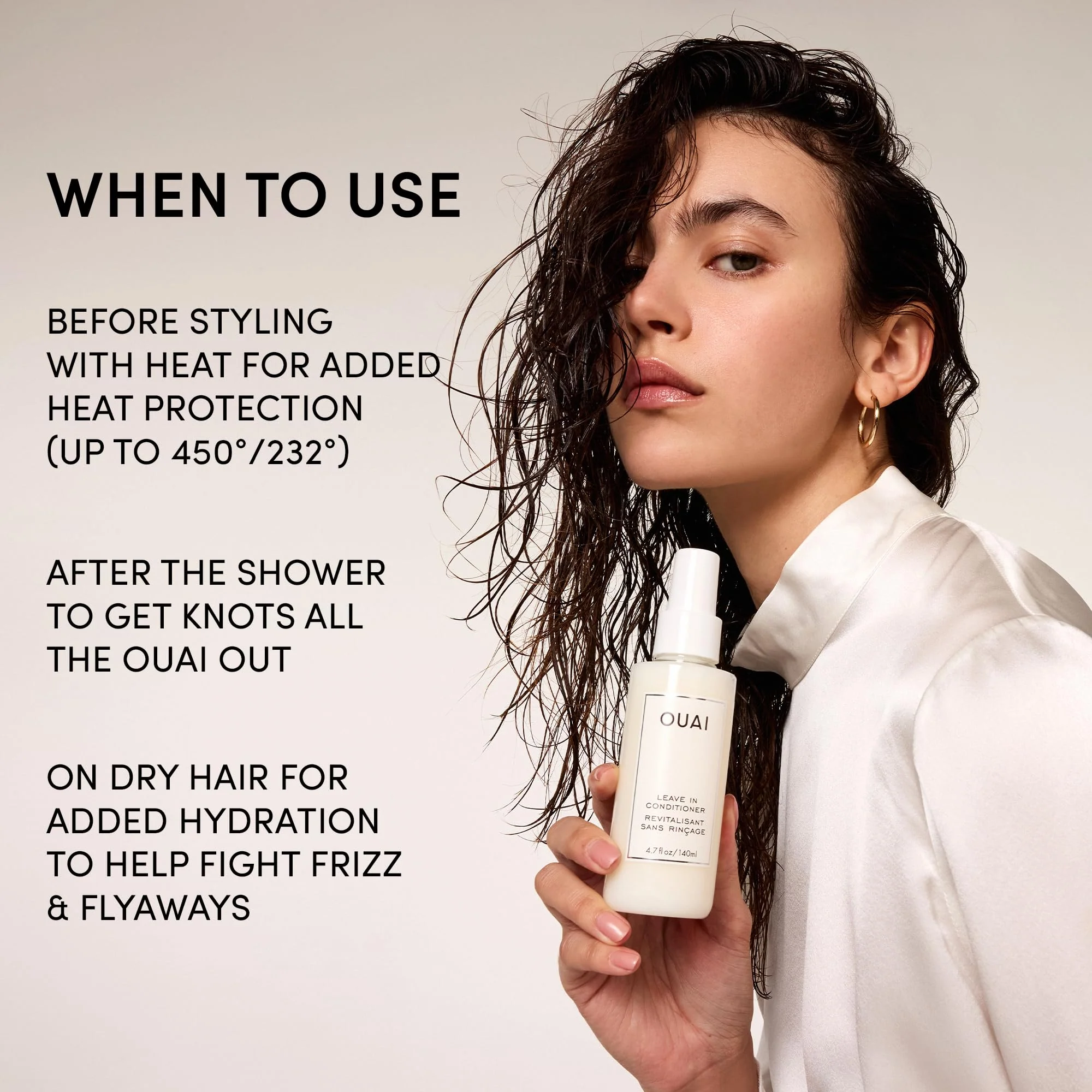 OUAI Leave In Conditioner & Heat Protectant for Hair - Prep Hair for Styling or Use as Detangling Spray to Fight Frizz & Flyaways - No Parabens, Sulfates or Phthalates (4.7 oz) - Image 6