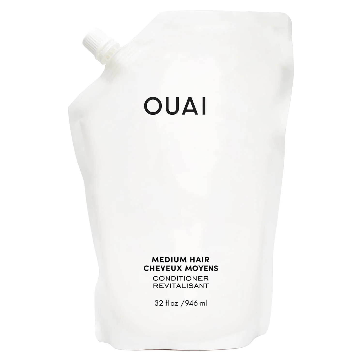 OUAI Medium Conditioner Refill - Hydrating Hair Conditioner with Coconut Oil, Babassu Oil, and Keratin - Strengthens, Repairs and Adds Shine - Paraben and Phthalate Free Hair Care Products (32 Oz)